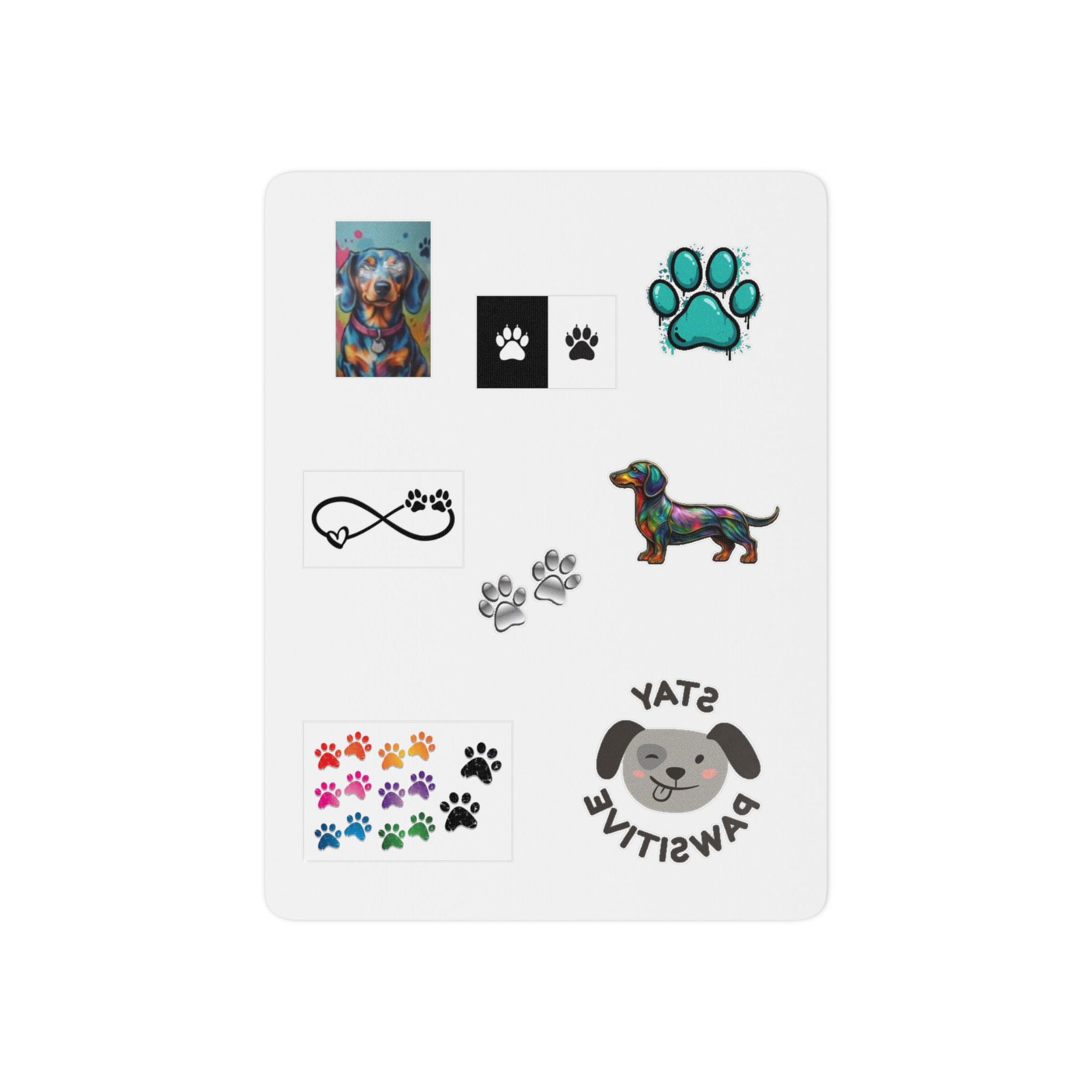 Dachshund Paw Print Temporary Tattoo Sheet — Colorful Dog Lover Tattoos