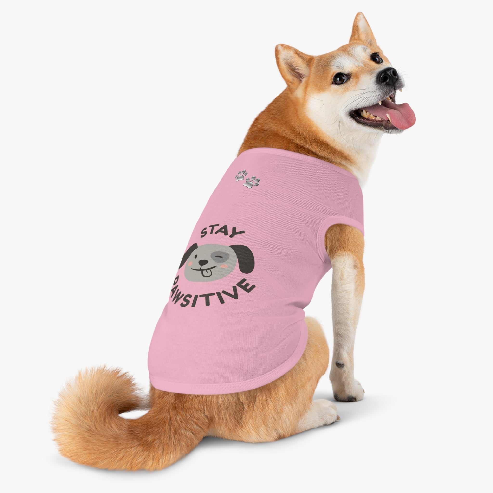 Stay Pawsitive Dog Tank Top — Cute Puppy Graphic Pet Shirt