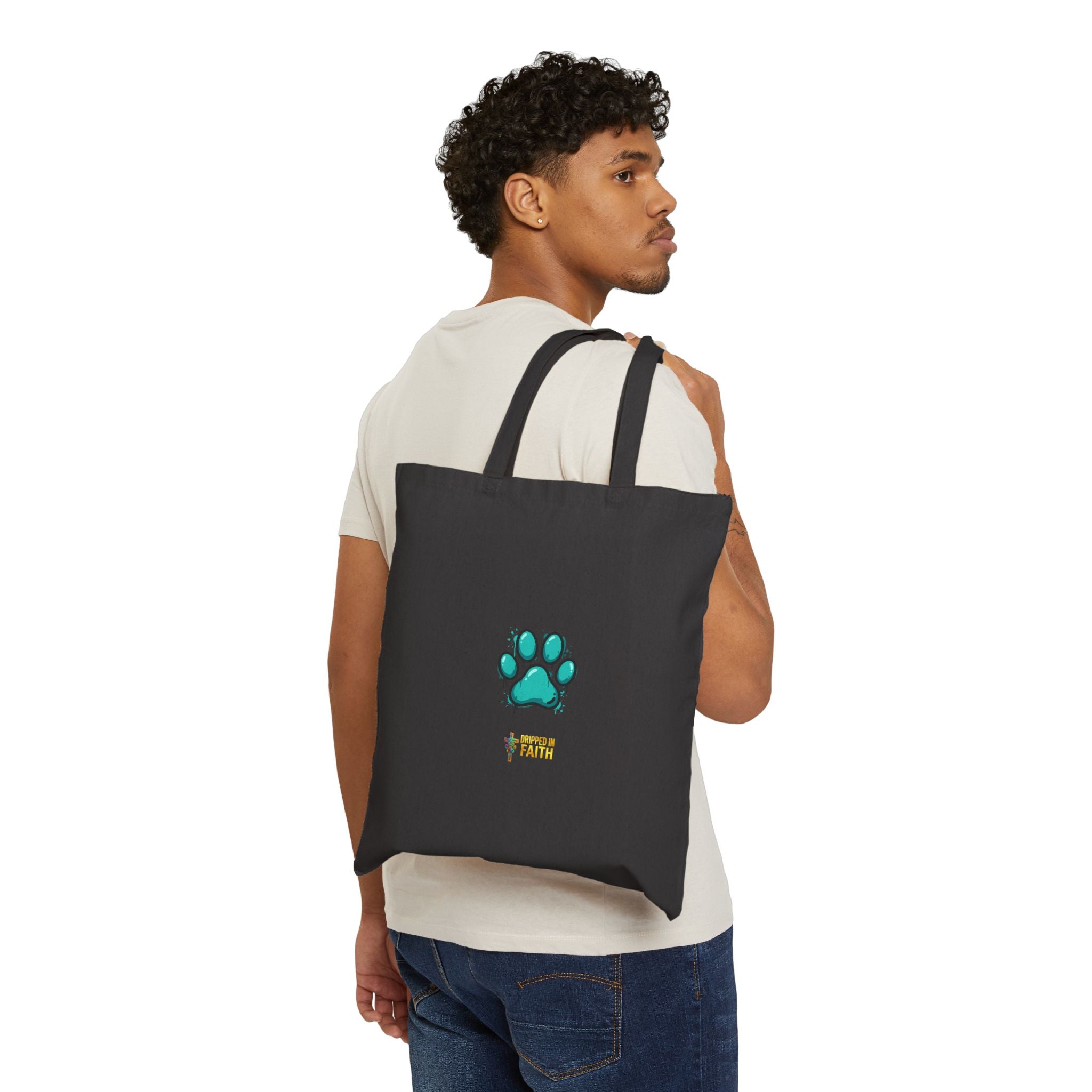 Faithful Paws City Cotton Tote Bag — "His Angels" Inspirational Pet Rescue Design