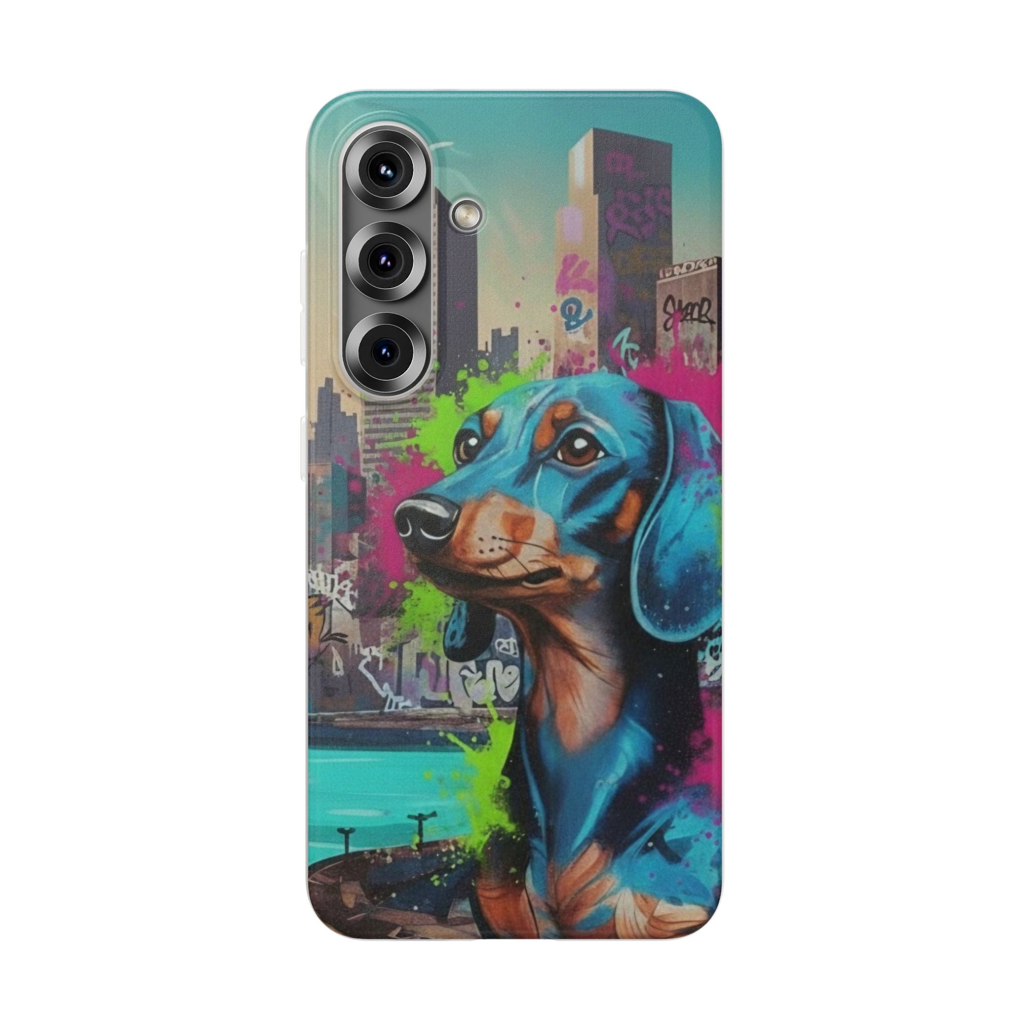 Dachshund Street Art Flexi Phone Case — Colorful Graffiti Dog iPhone Case