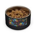 Dog Bowl — Teal Bones & Orange Paw Print Stainless Pet Bowl (18 oz)