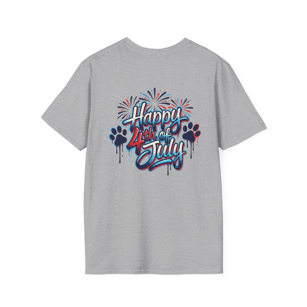 America 4th of July Graphic Tee — Patriotic USA Flag & Fireworks Design