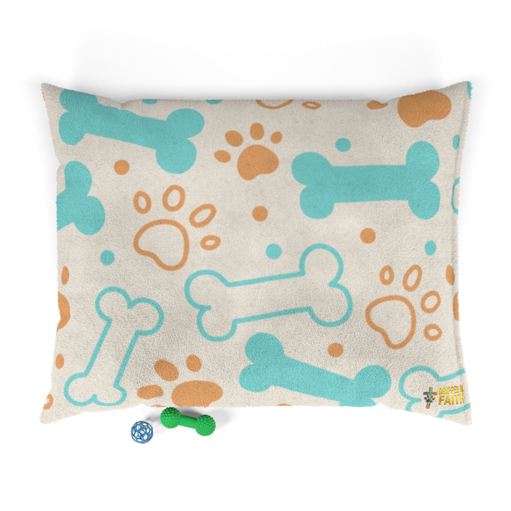 Plush Dog Bone & Paw Print Pet Bed — Cozy Orthopedic Cushion for Small & Medium Dogs