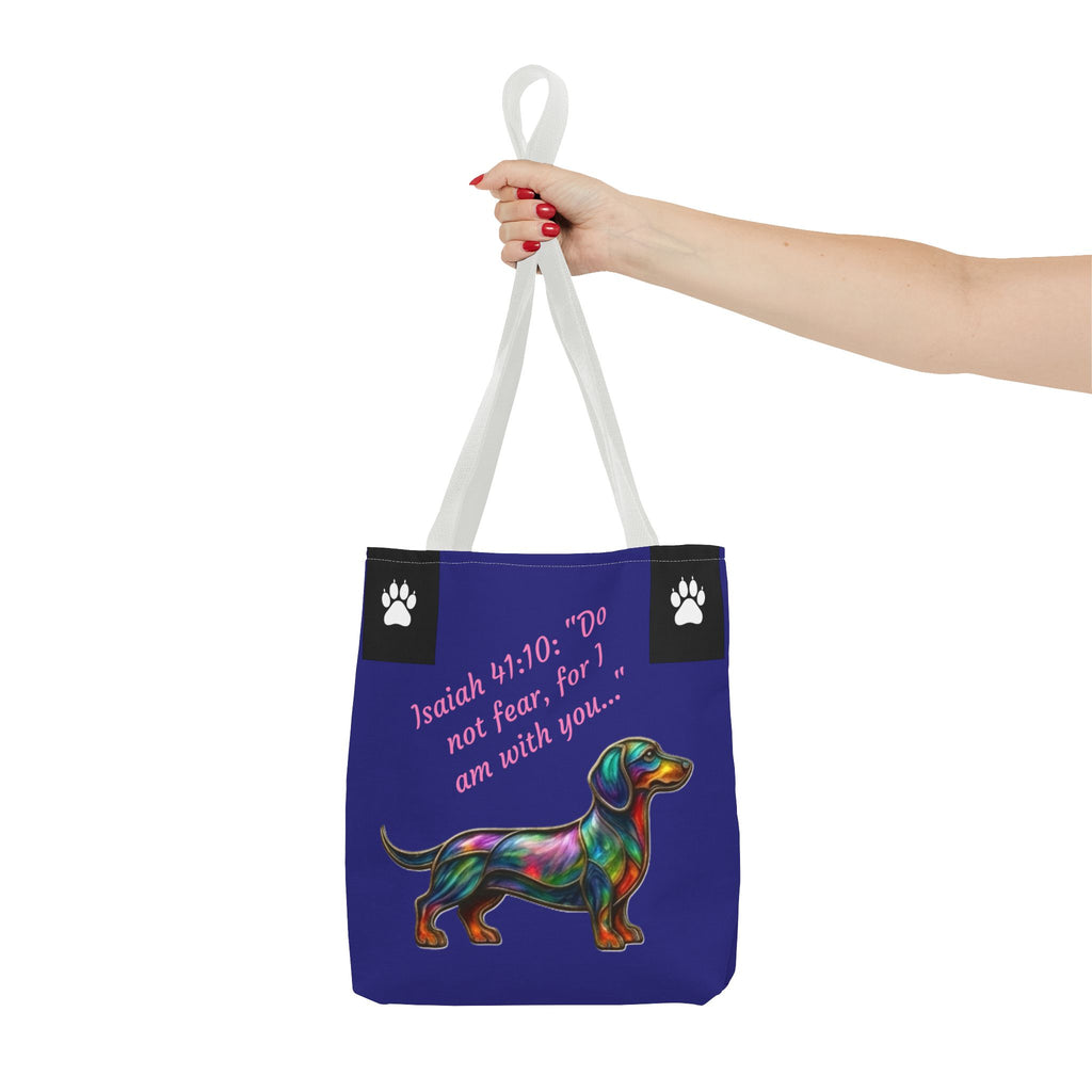 Copy of Faithful Paws City Dachshund Tote — Isaiah 41:10 Inspirational Dog Lover Bag
