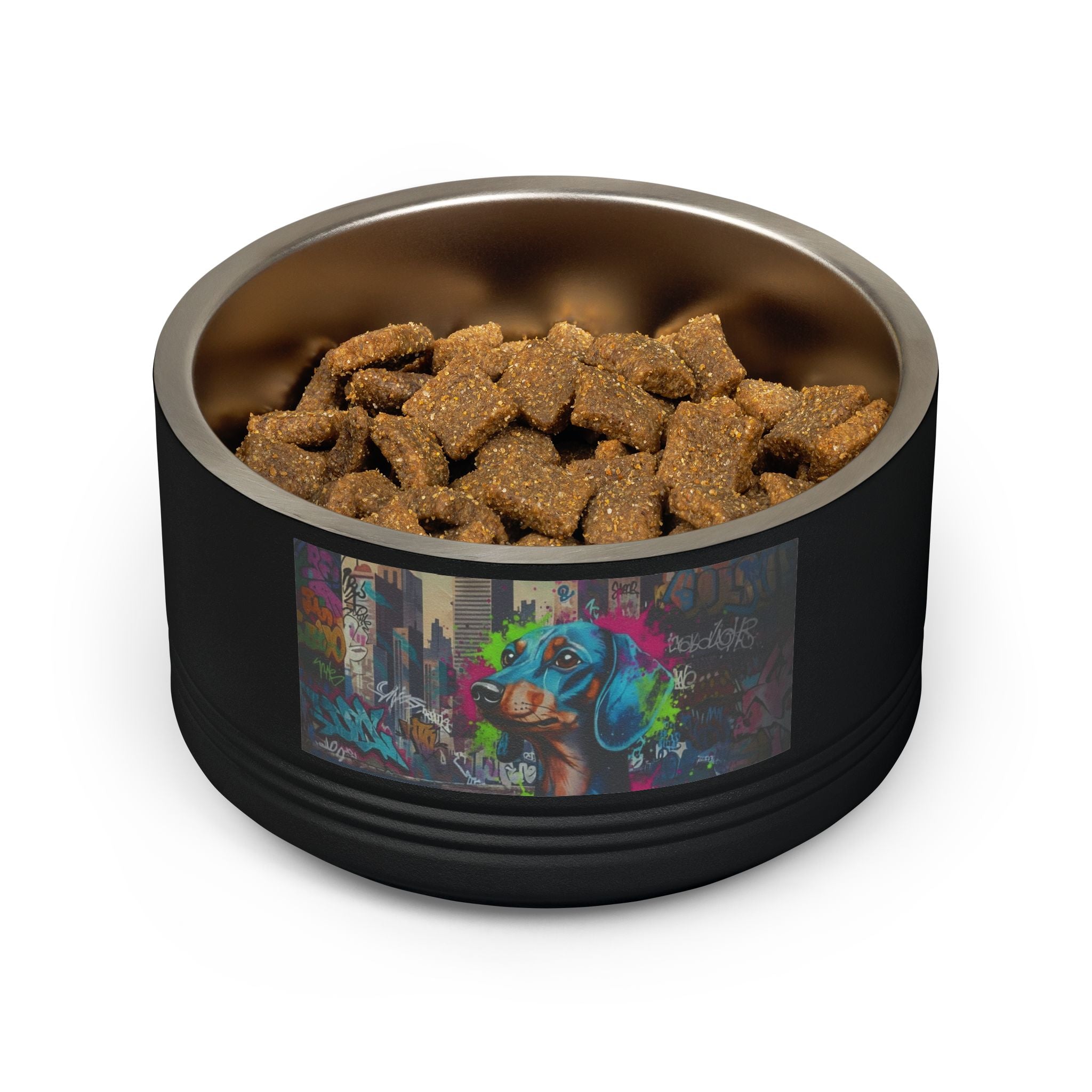 Pet Bowl, 18oz stainless steel graffitti style