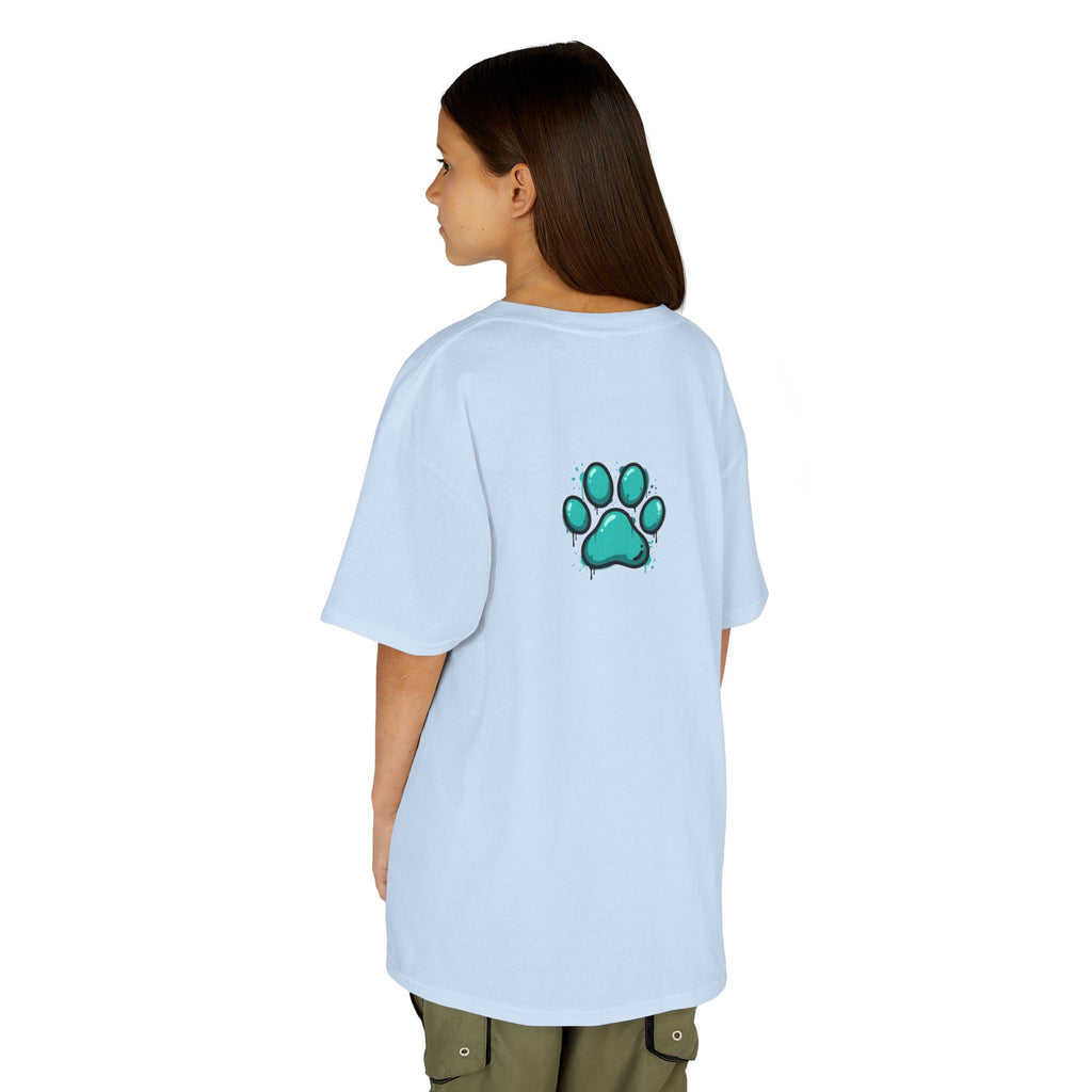 Kids Grafitti Dachshund T-Shirt — "Faithful Paws City" Colorful Angels & Paw Print Graphic Tee