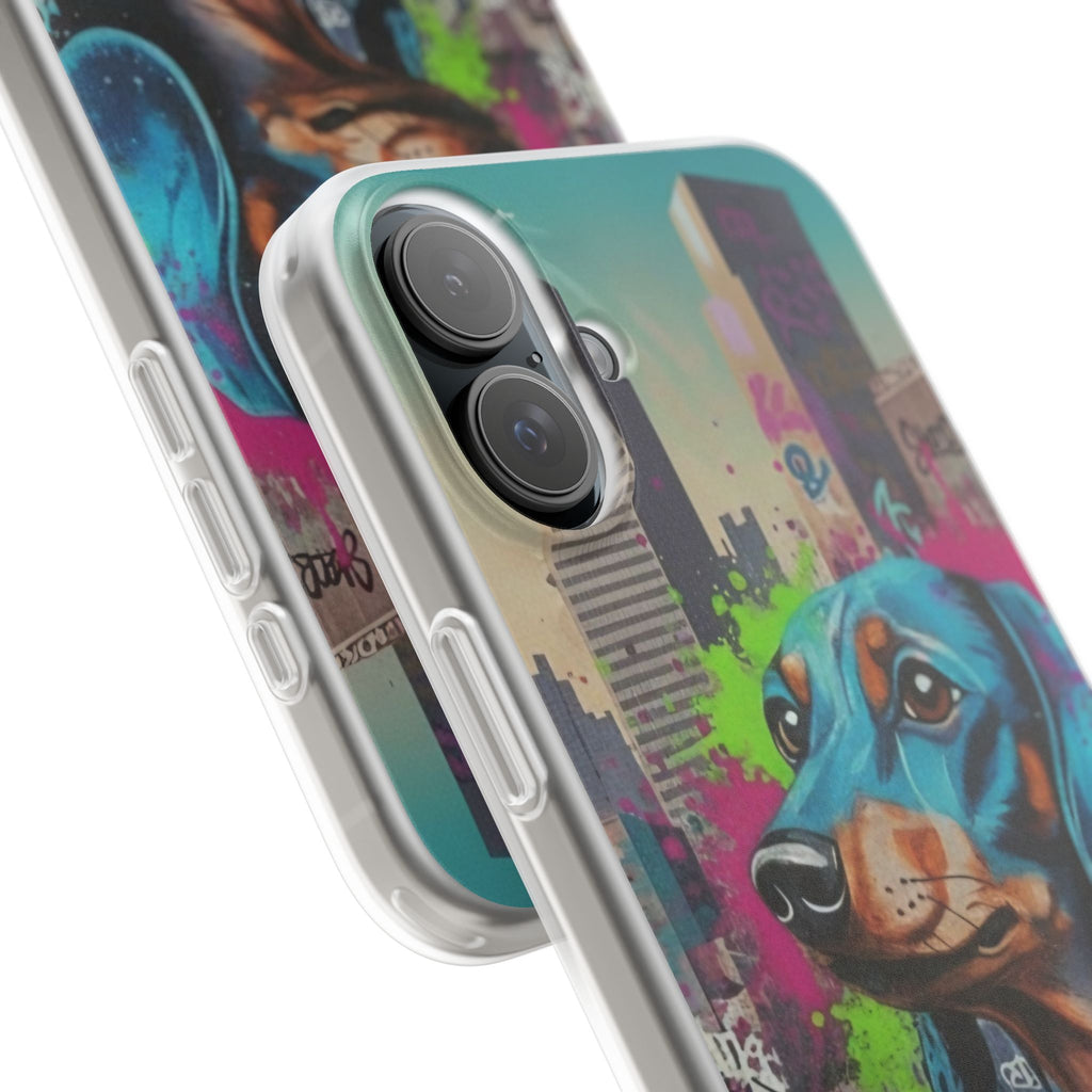 Dachshund Street Art Flexi Phone Case — Colorful Graffiti Dog iPhone Case