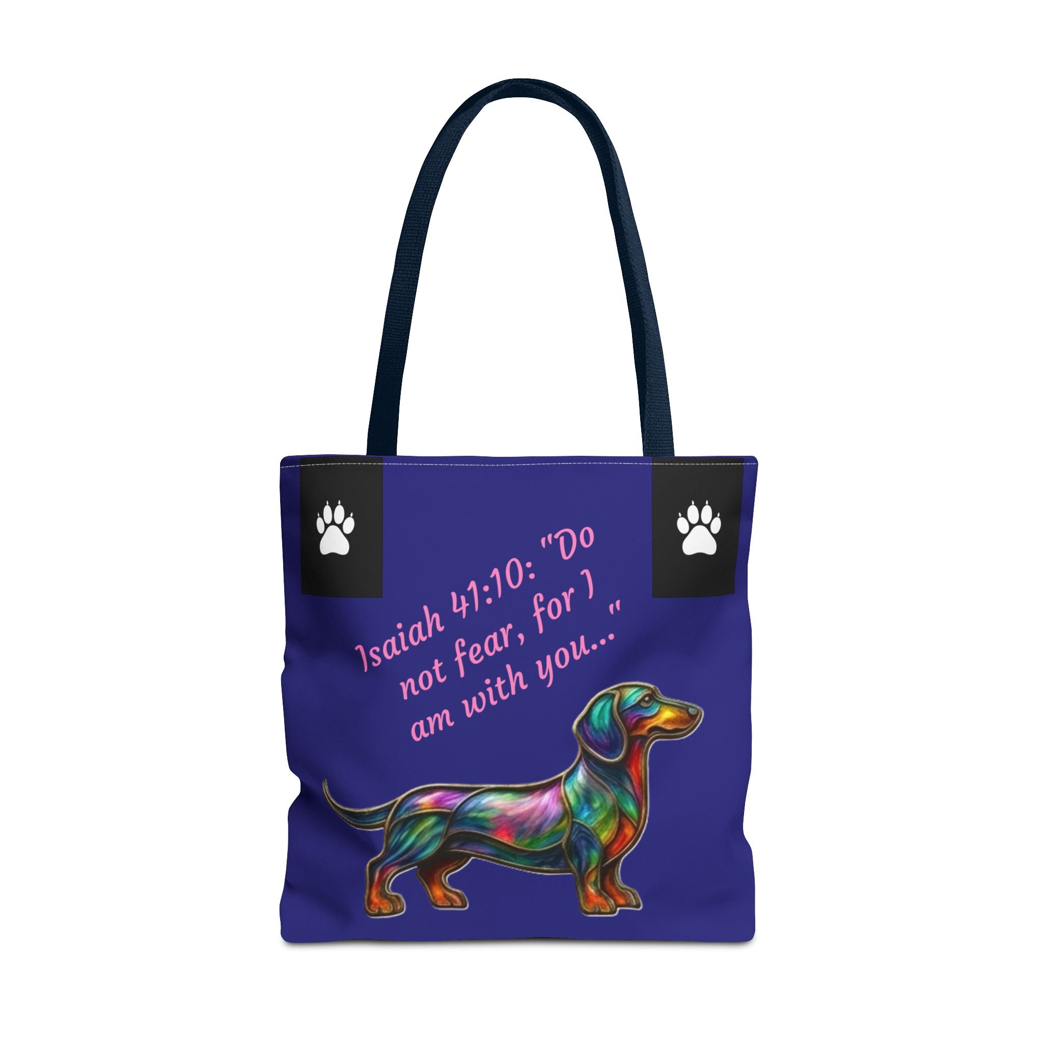 Copy of Faithful Paws City Dachshund Tote — Isaiah 41:10 Inspirational Dog Lover Bag