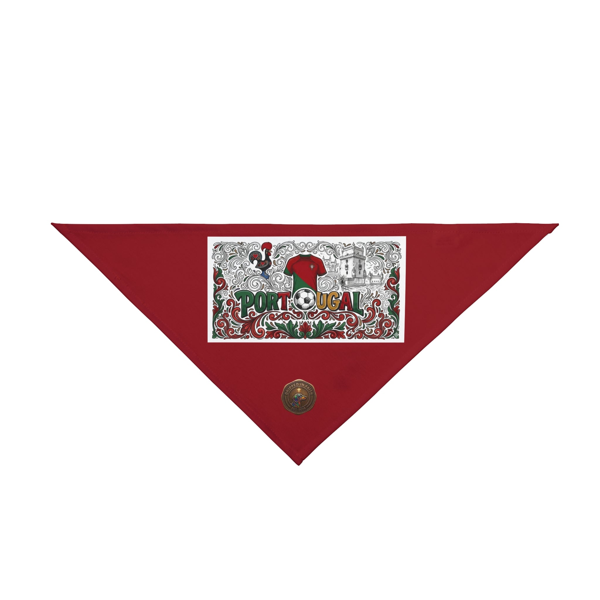 🇵🇹 Portugal Football Pet Bandana – Red Soccer-Themed Dog & Cat Scarf