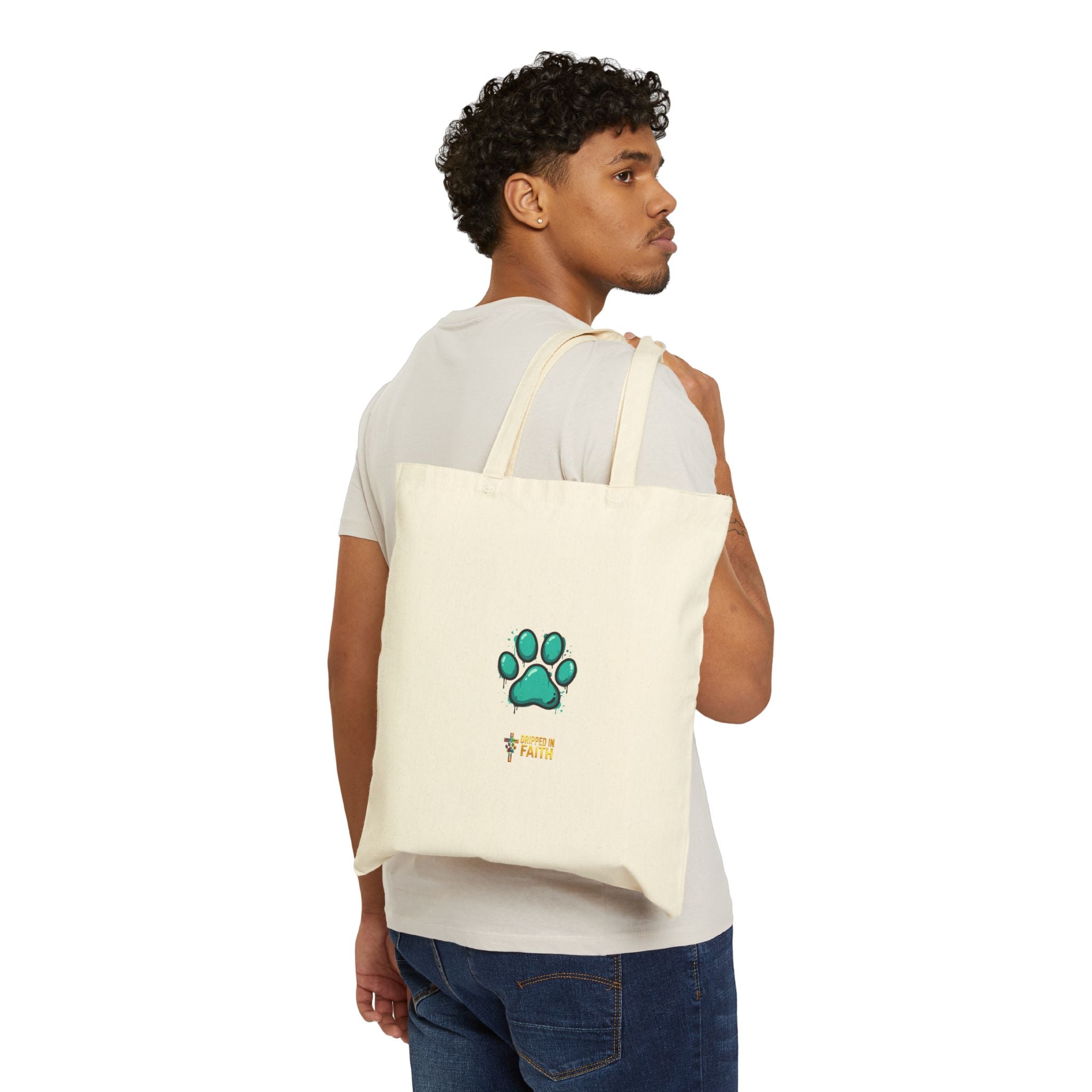 Faithful Paws City Cotton Tote Bag — "His Angels" Inspirational Pet Rescue Design