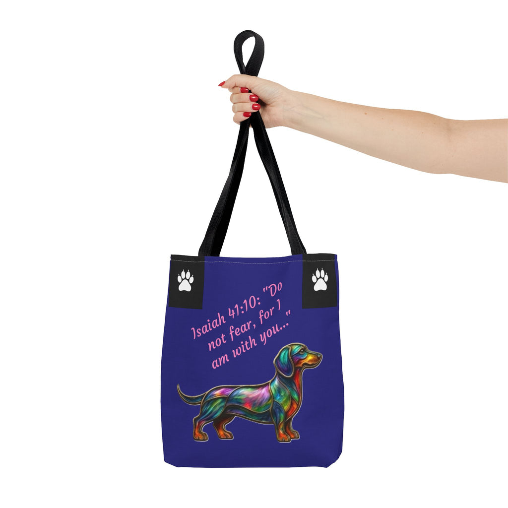 Copy of Faithful Paws City Dachshund Tote — Isaiah 41:10 Inspirational Dog Lover Bag