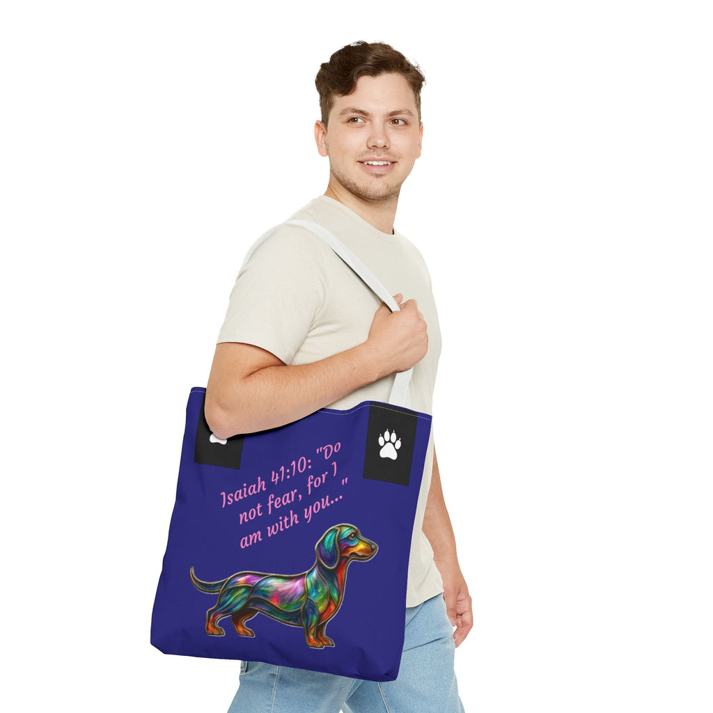 Copy of Faithful Paws City Dachshund Tote — Isaiah 41:10 Inspirational Dog Lover Bag