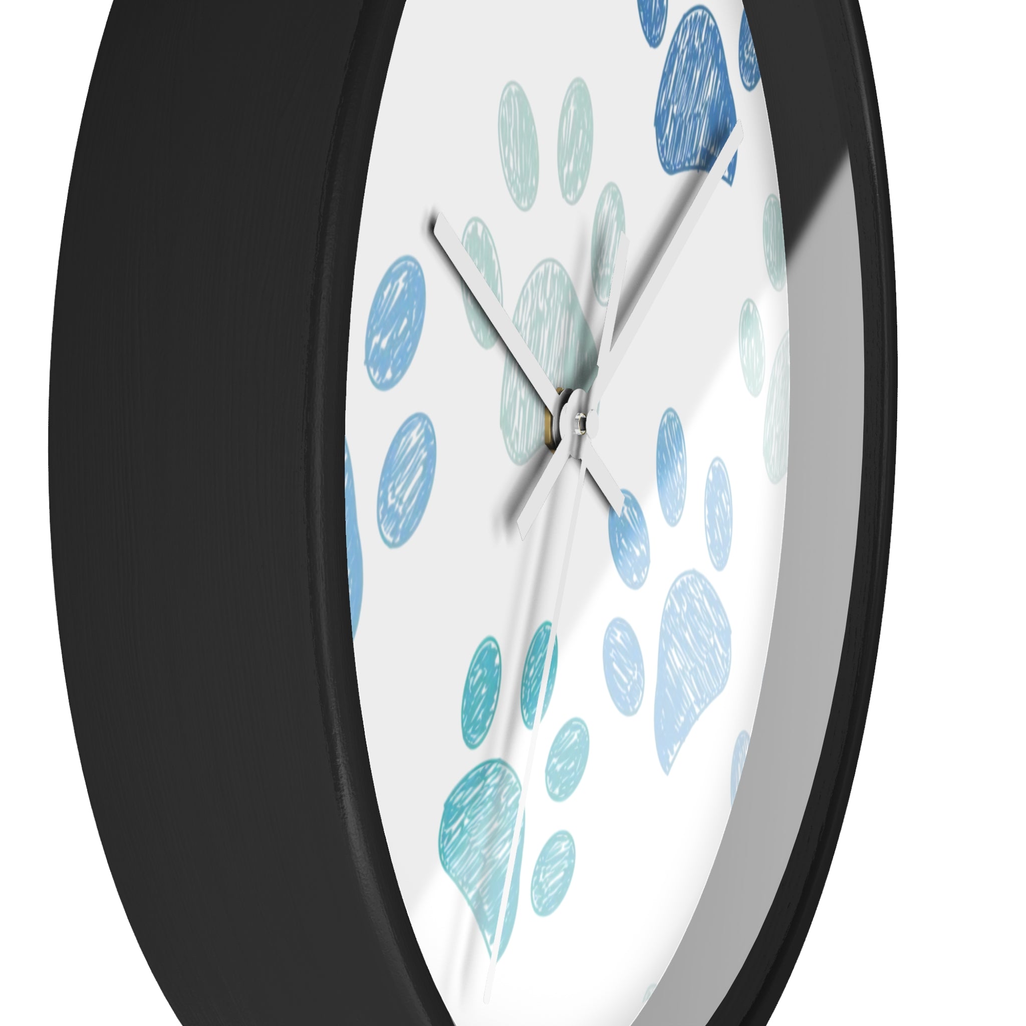 Paw Print Wall Clock — Blue Teal Pet Lover Decorative Clock
