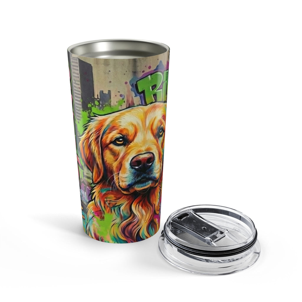 20oz Durable Stainless Tumbler — Colorful Graffiti Golden Retriever Travel Mug