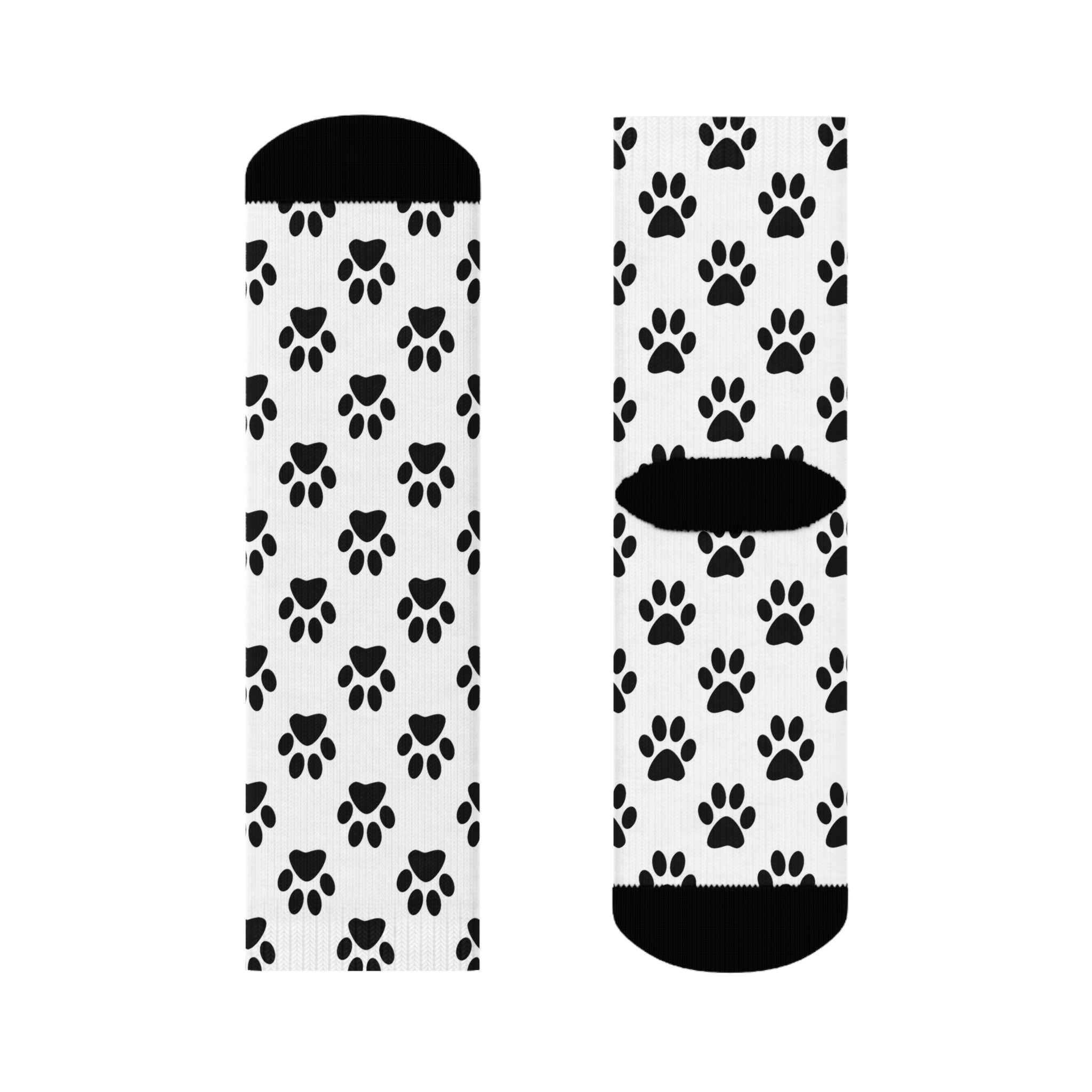 Paw Print Crew Socks - Black & White Pet Lover Socks