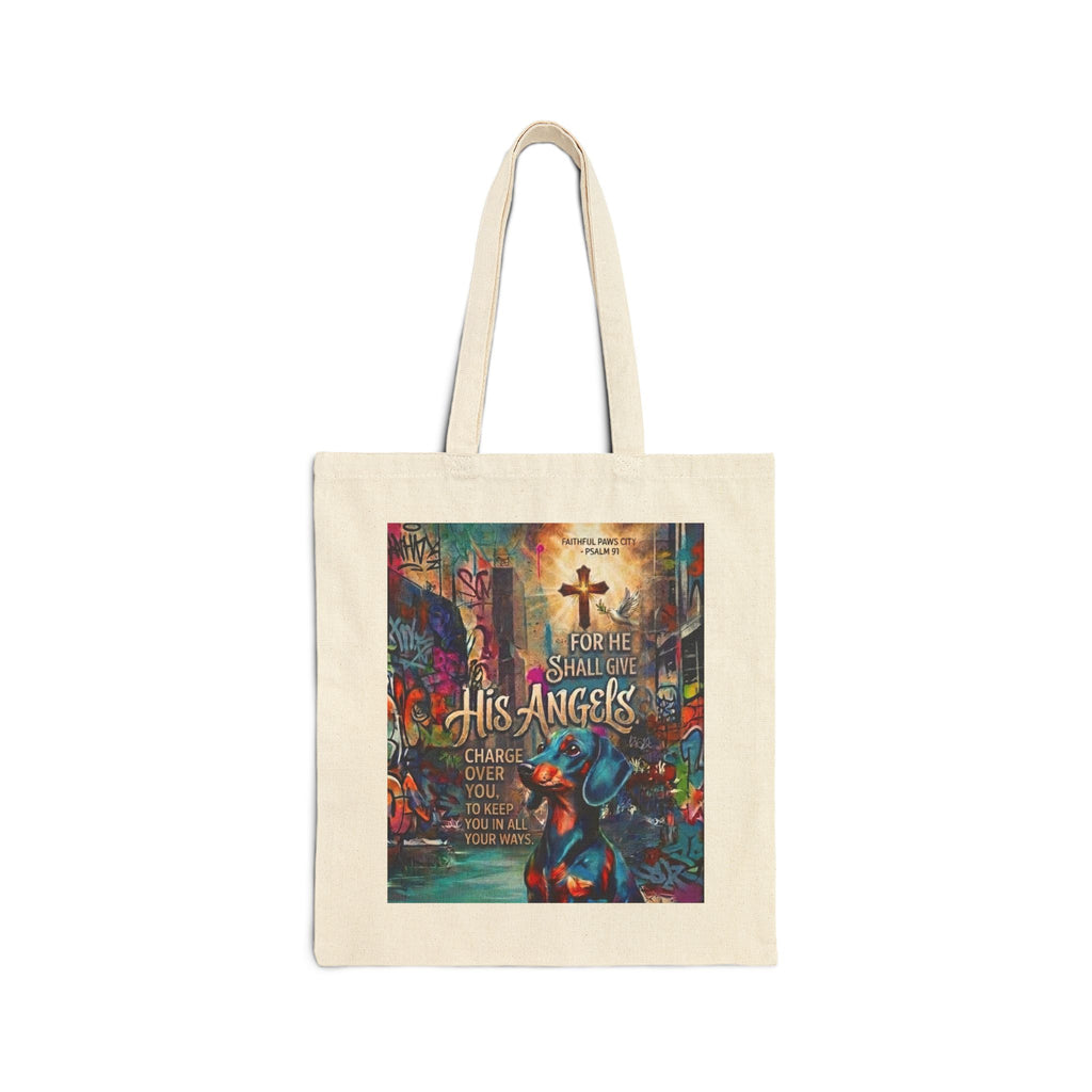 Faithful Paws City Cotton Tote Bag — "His Angels" Inspirational Pet Rescue Design