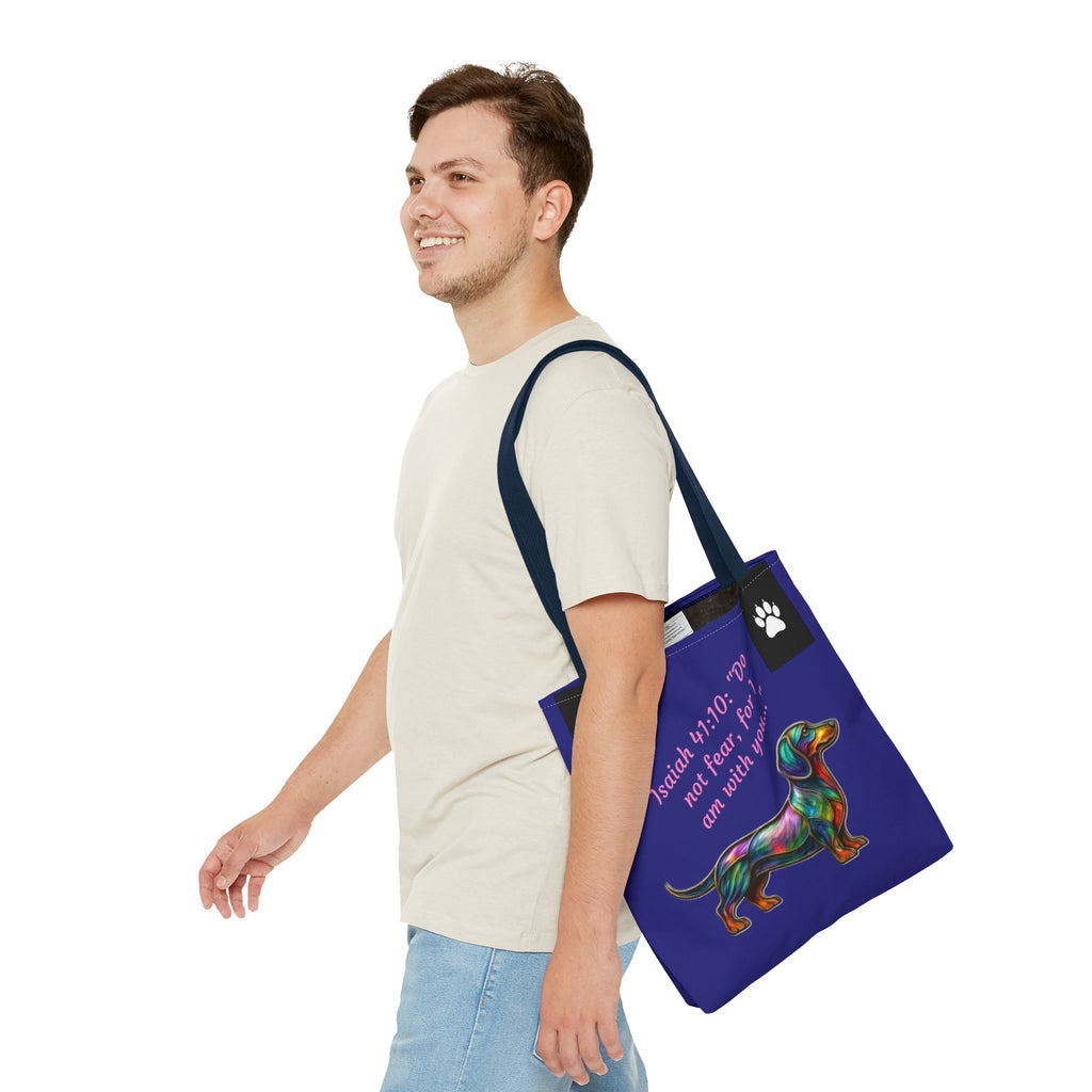 Copy of Faithful Paws City Dachshund Tote — Isaiah 41:10 Inspirational Dog Lover Bag