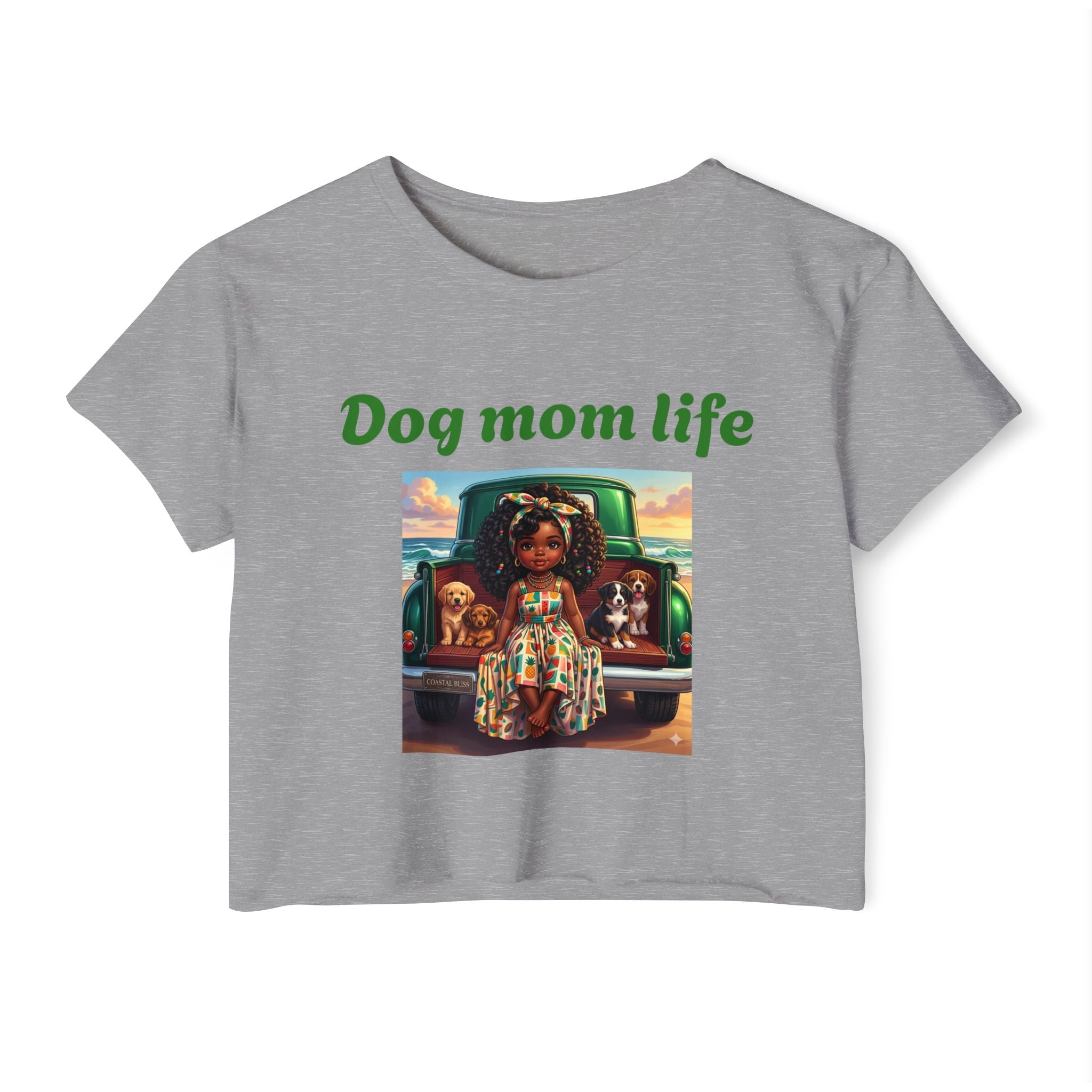 Dog Mom Life Crop Top — Cute Tee for Women, Graphic Dogs on Truck Mom Shirt - Sizes XS - 2X
