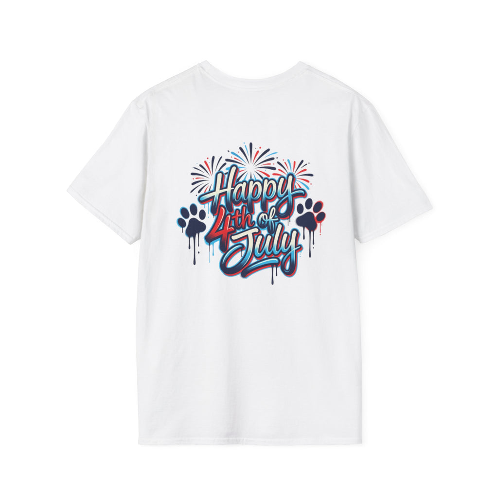 America 4th of July Graphic Tee — Patriotic USA Flag & Fireworks Design