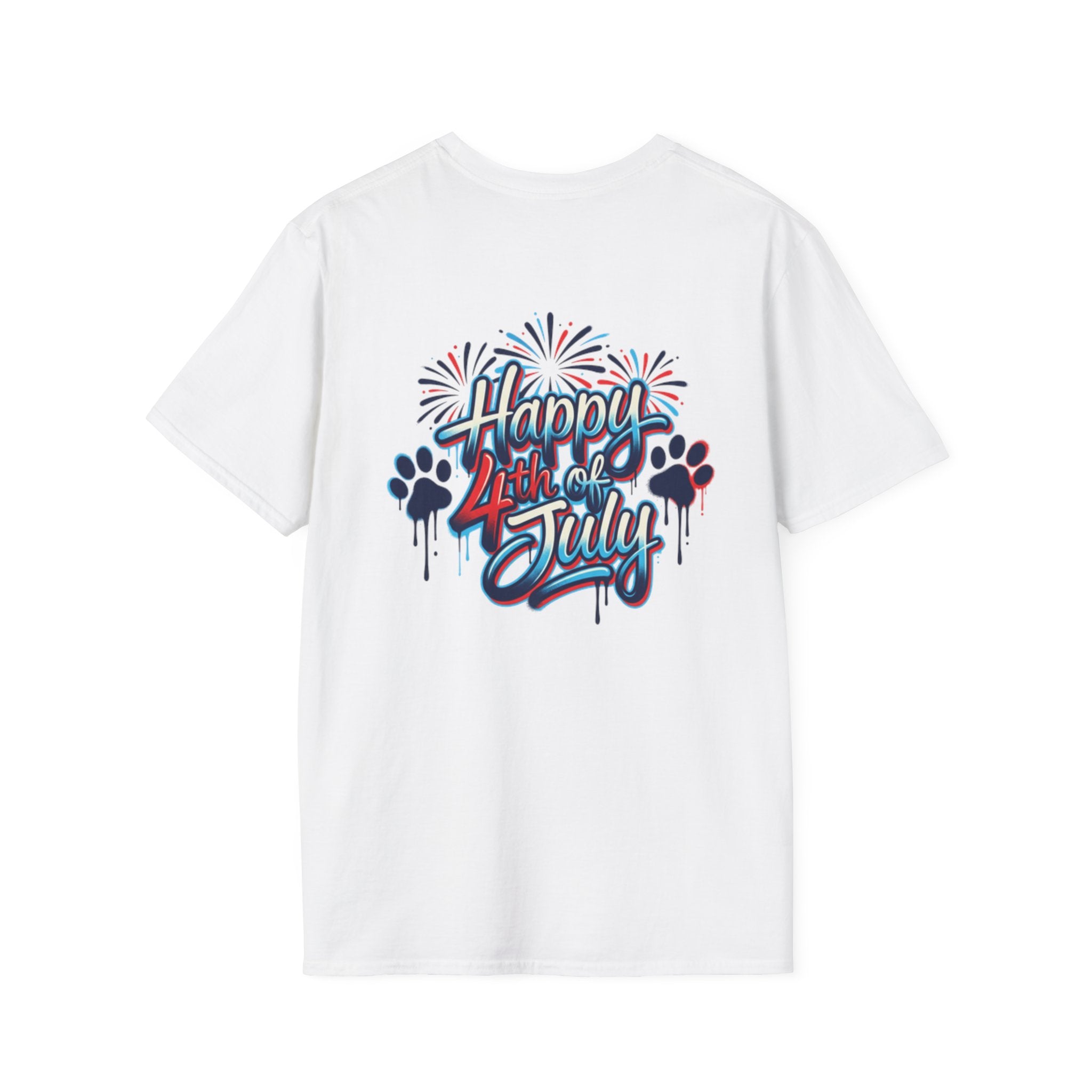 America 4th of July Graphic Tee — Patriotic USA Flag & Fireworks Design