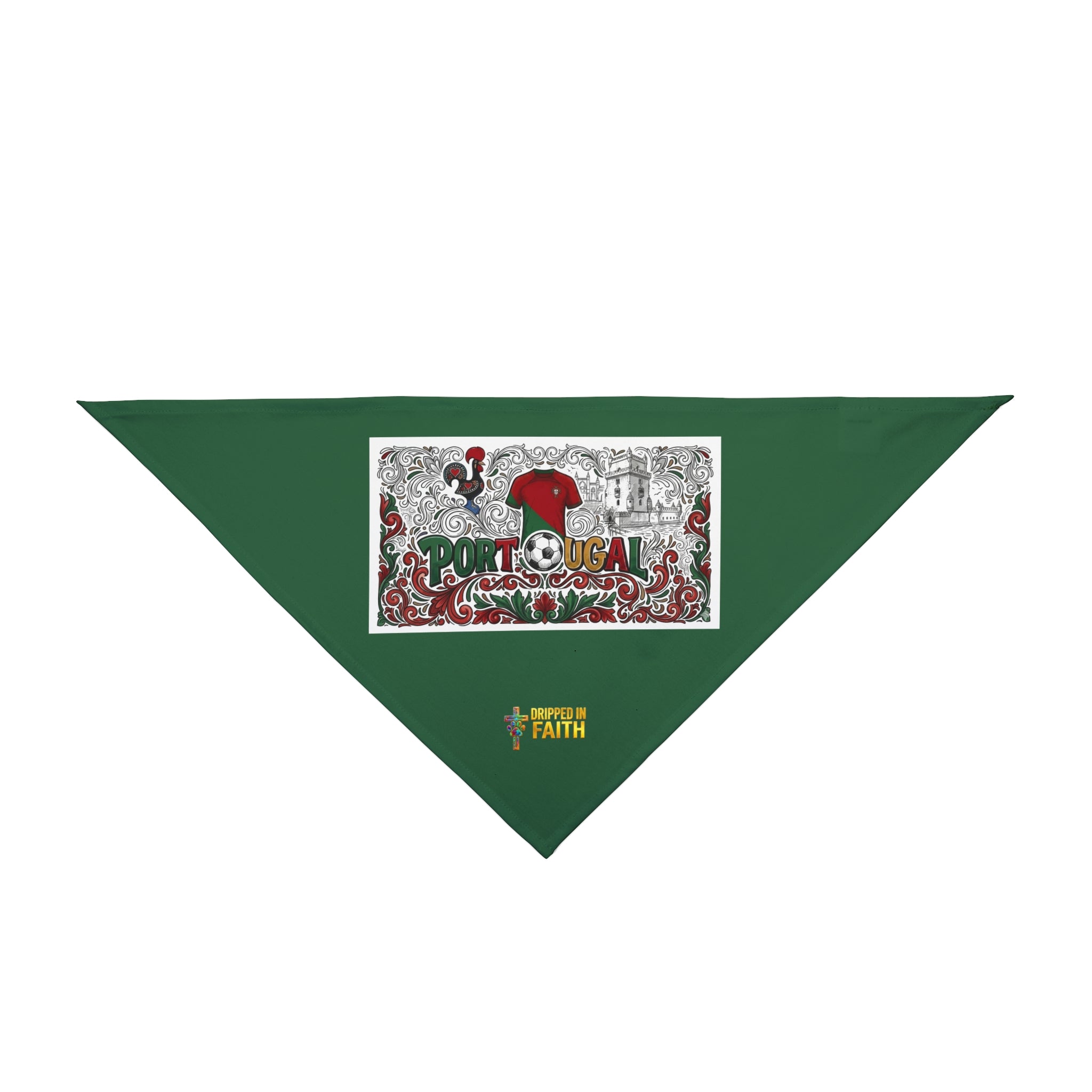 🇵🇹 Portugal Football Pet Bandana – Green Soccer-Themed Dog & Cat Scarf