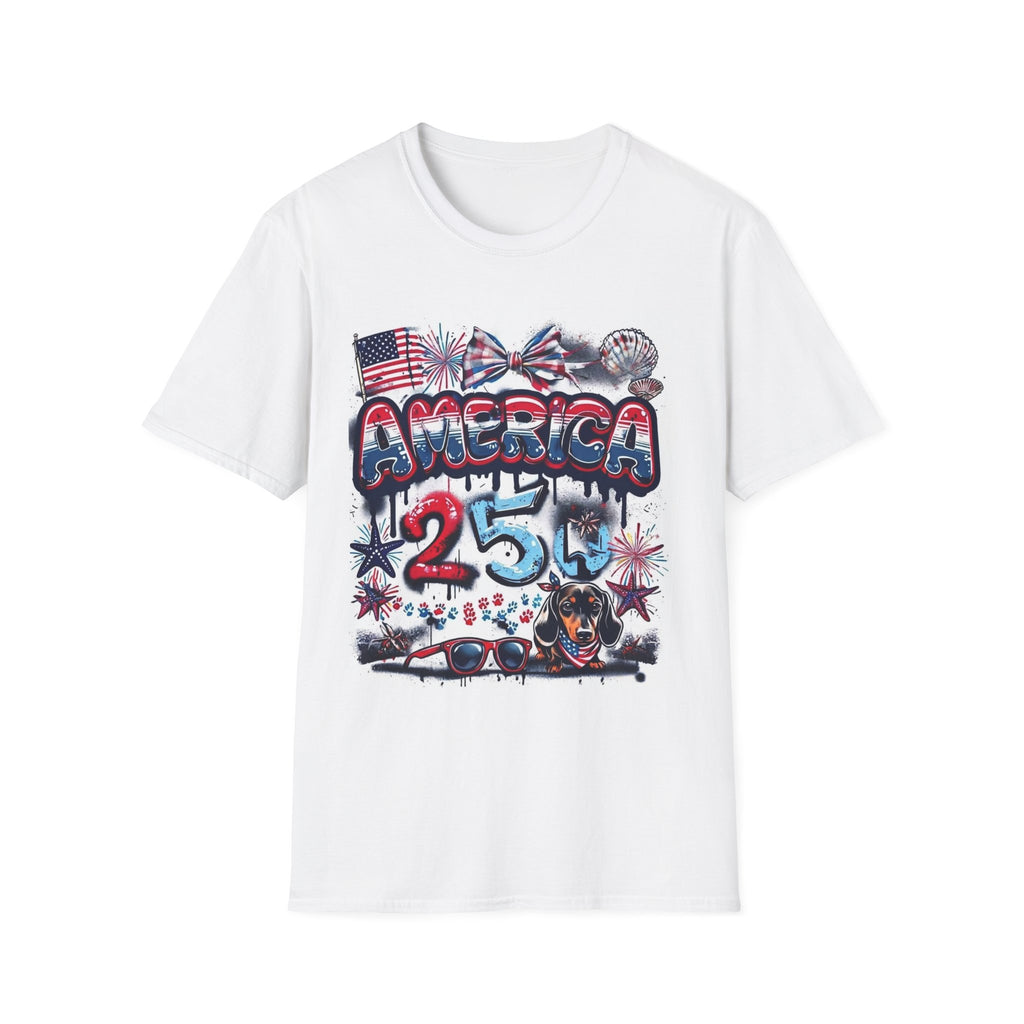 America 4th of July Graphic Tee — Patriotic USA Flag & Fireworks Design