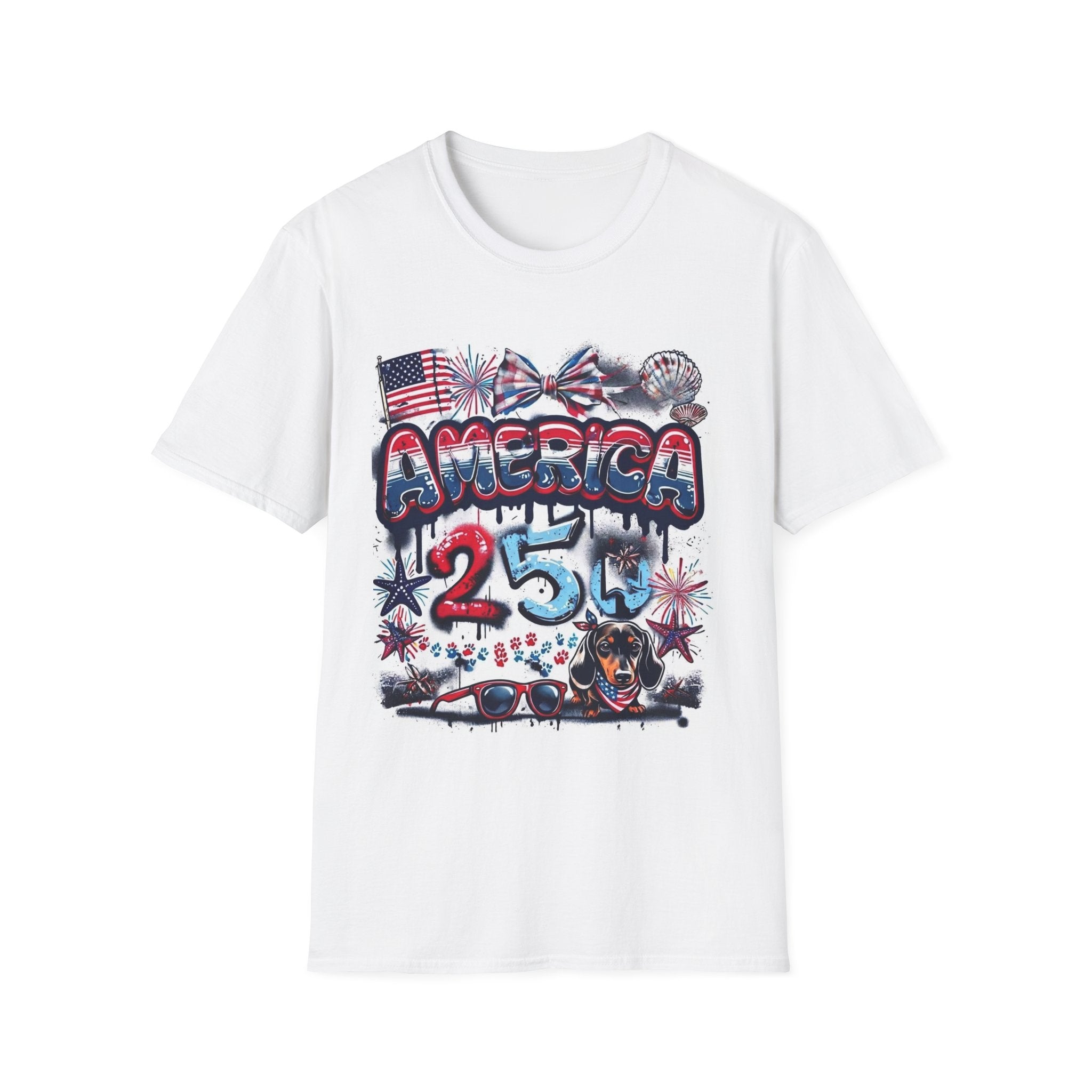 America 4th of July Graphic Tee — Patriotic USA Flag & Fireworks Design