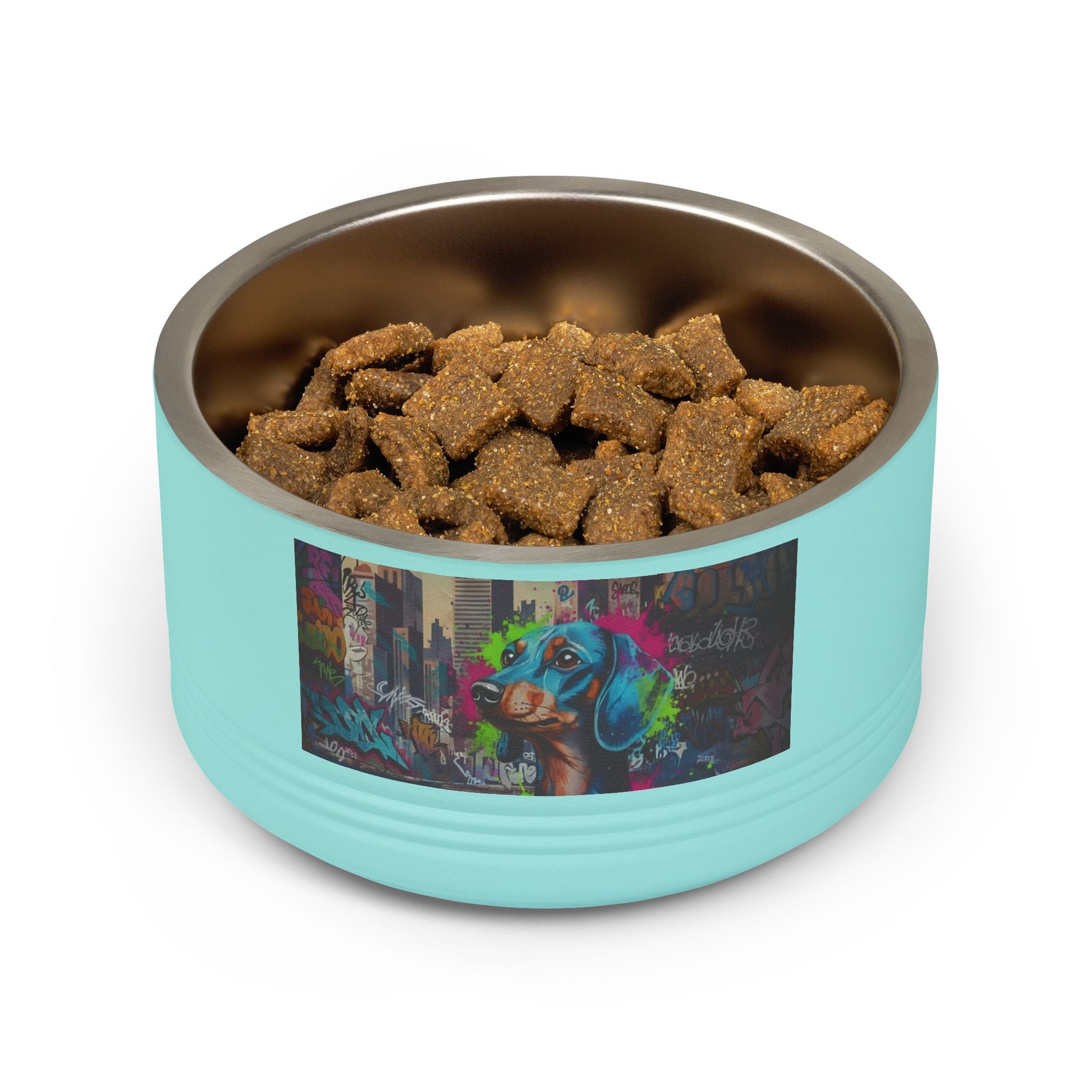 Pet Bowl, 18oz stainless steel graffitti style