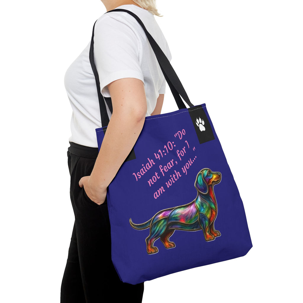Copy of Faithful Paws City Dachshund Tote — Isaiah 41:10 Inspirational Dog Lover Bag