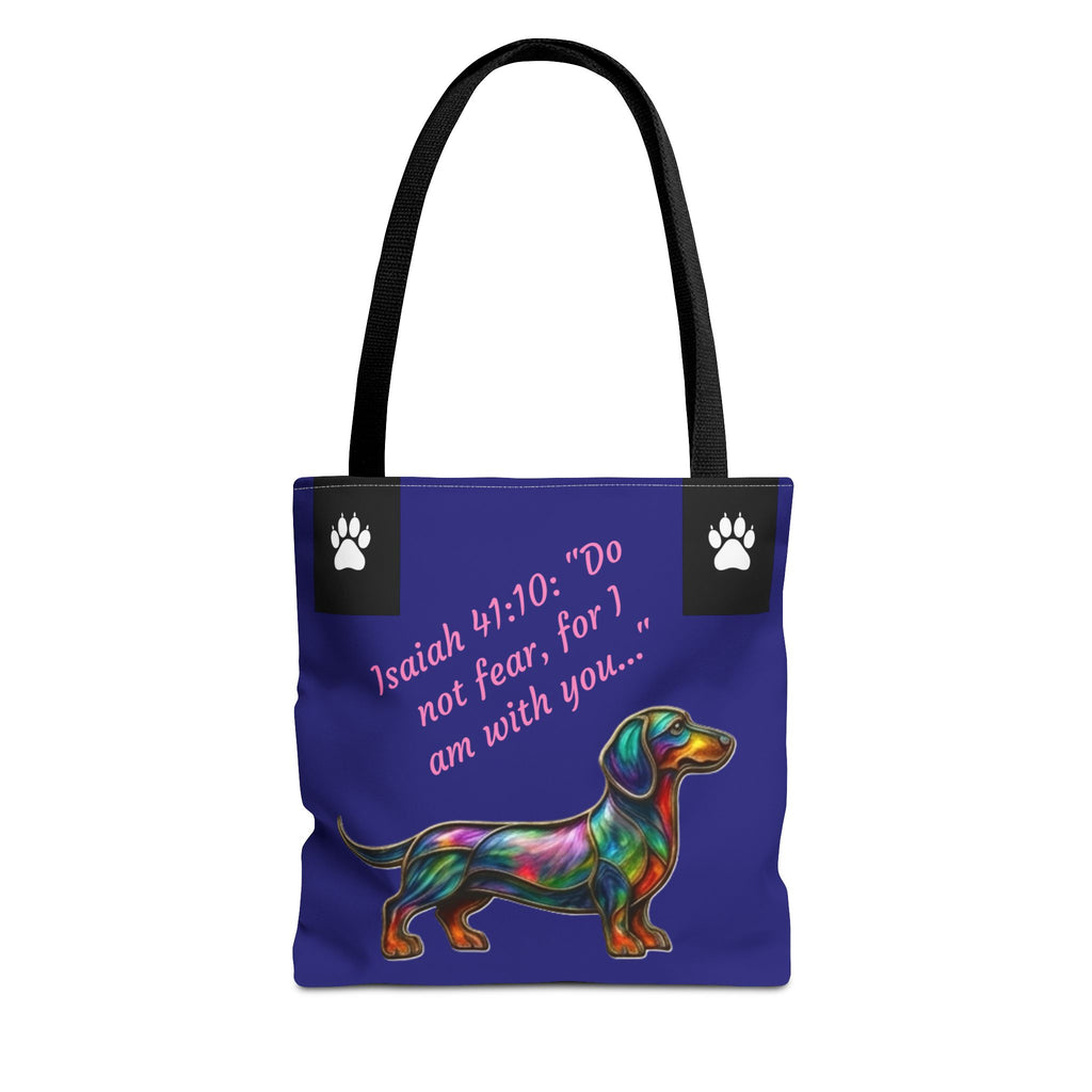 Copy of Faithful Paws City Dachshund Tote — Isaiah 41:10 Inspirational Dog Lover Bag