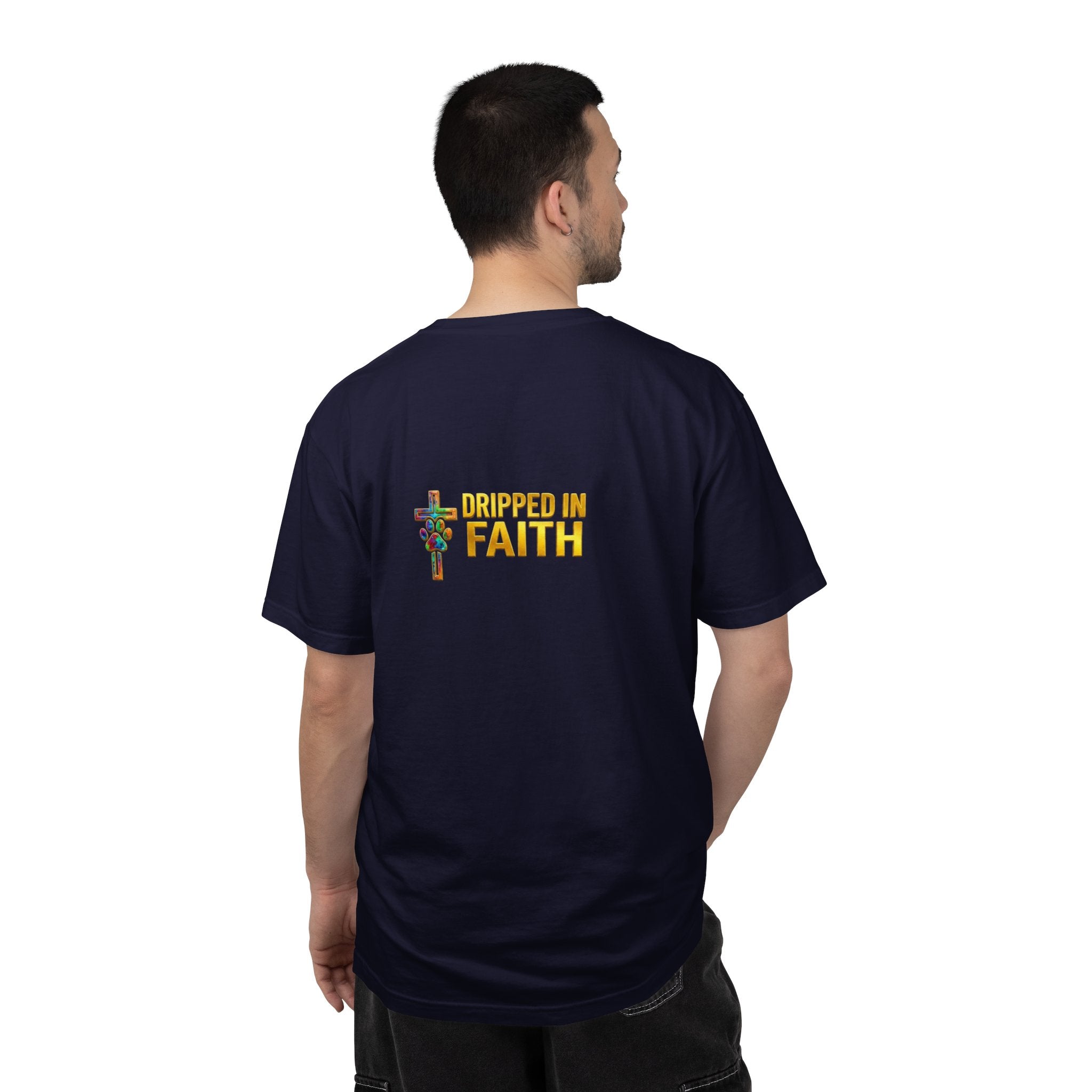 Unisex Christian Dog Grafitti T‑Shirt — "For He Shall Give His Angels Charge Over You" Inspirational Paw Print Tee