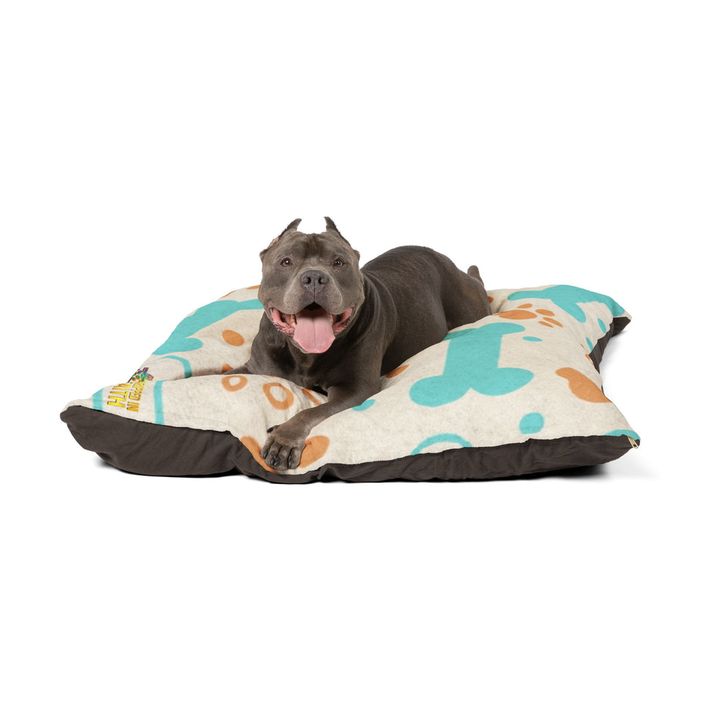Plush Dog Bone & Paw Print Pet Bed — Cozy Orthopedic Cushion for Small & Medium Dogs