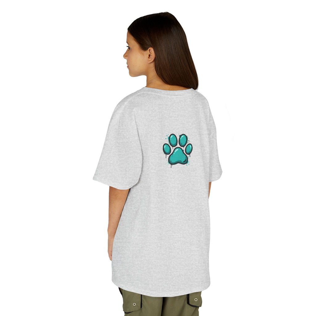 Kids Grafitti Dachshund T-Shirt — "Faithful Paws City" Colorful Angels & Paw Print Graphic Tee