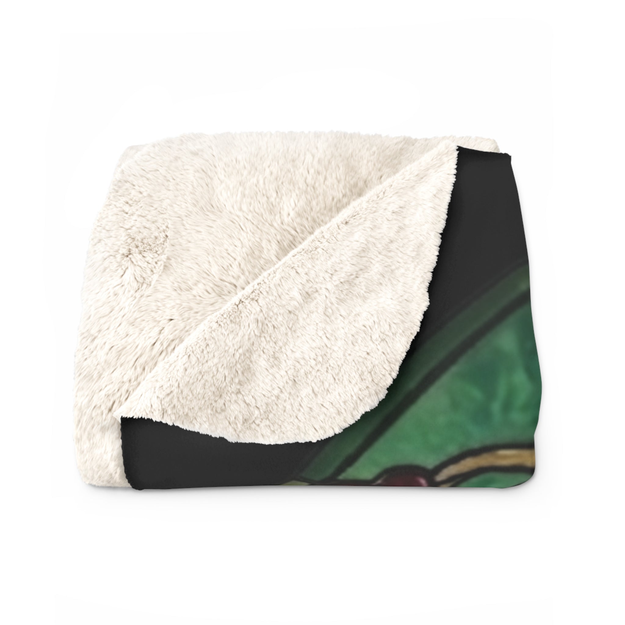 Dachshund Guardian Angel Sherpa Blanket — 'For He Shall Give His Angels Charge' Stained Glass Throw