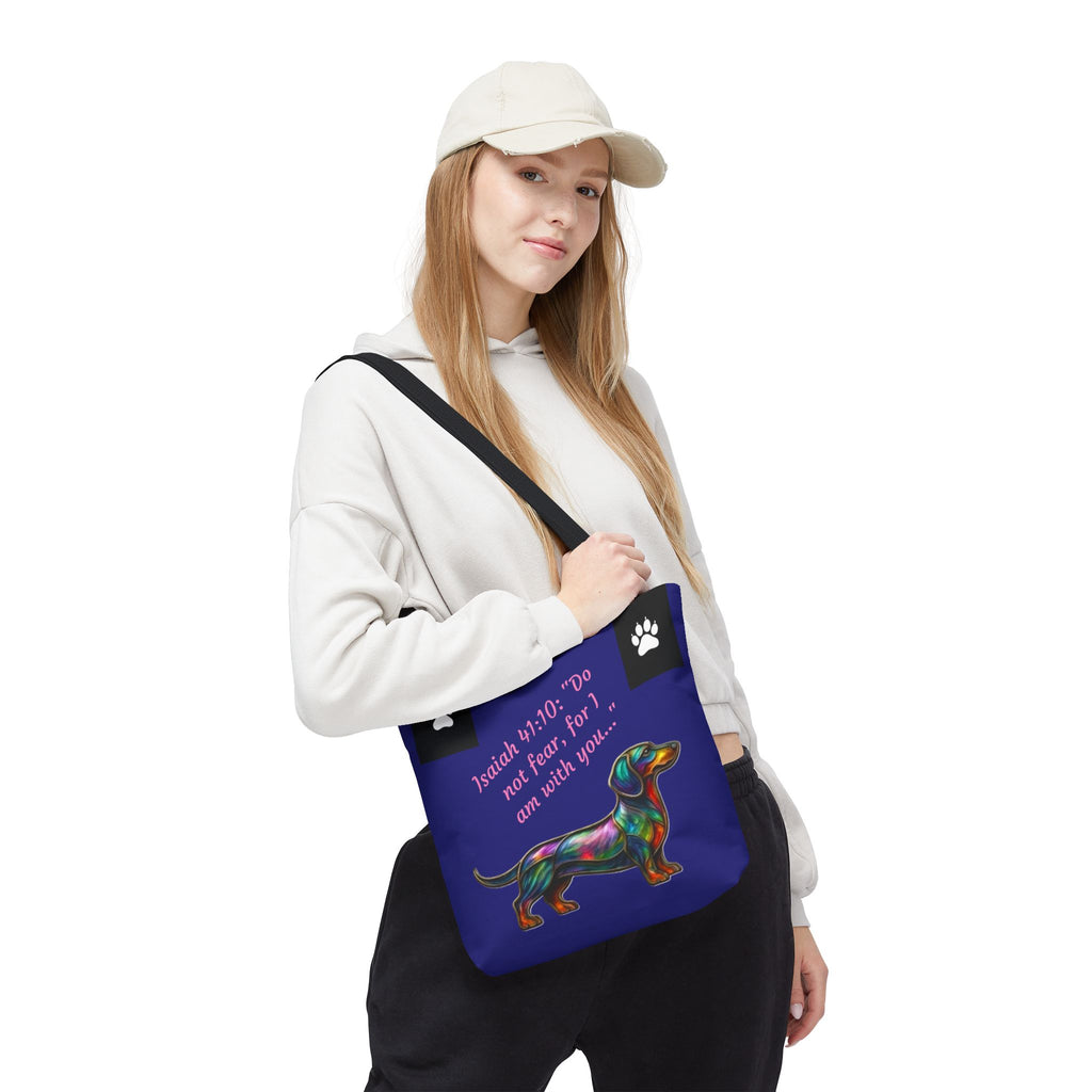 Copy of Faithful Paws City Dachshund Tote — Isaiah 41:10 Inspirational Dog Lover Bag