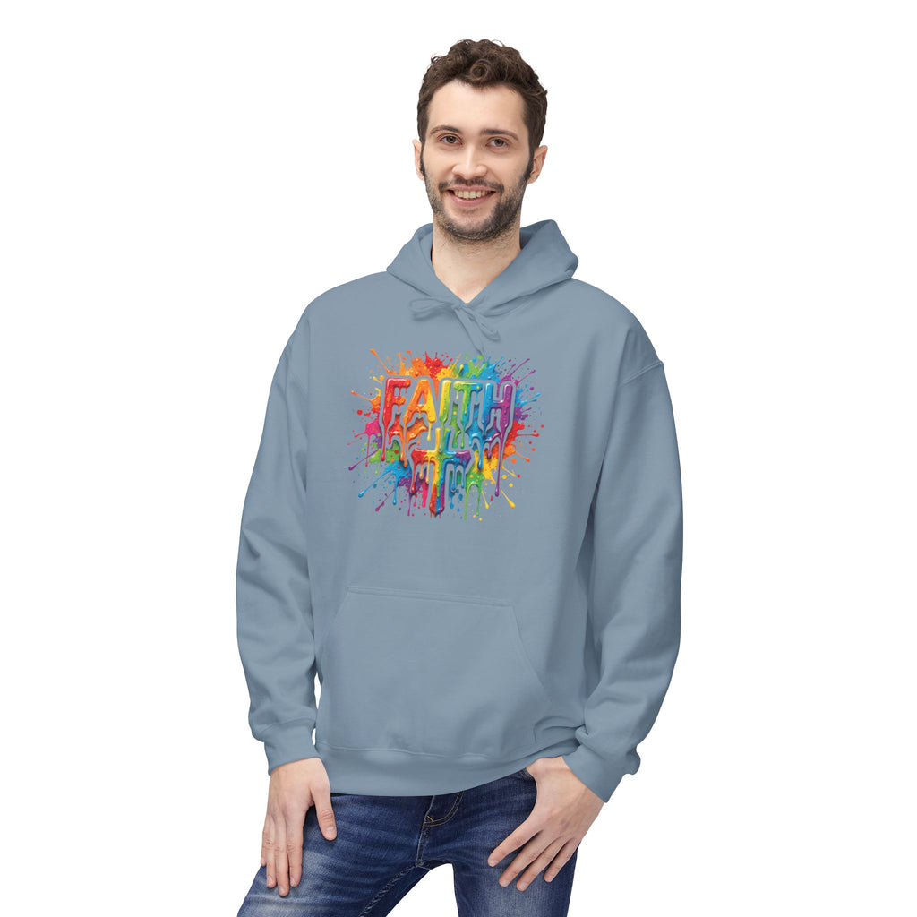 Faith Cross Rainbow Paint-Splash Hoodie
