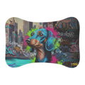 Graffiti Dachshund Pet Feeding Mat — Colorful Urban Dog Bowl Placemat