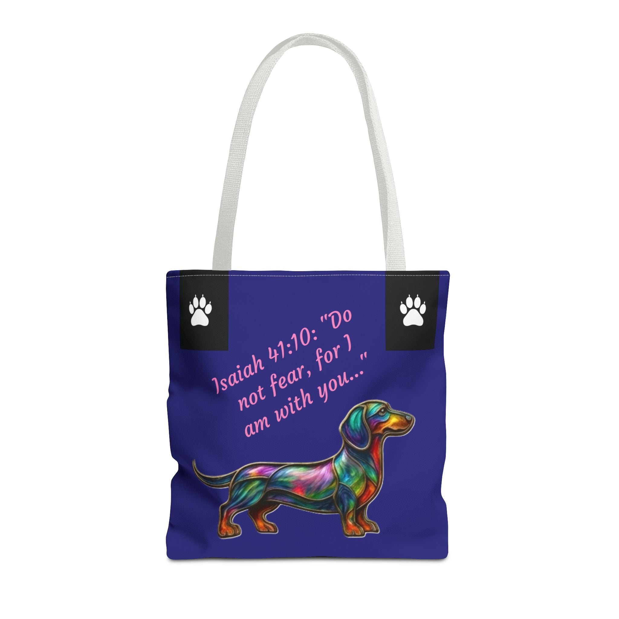 Copy of Faithful Paws City Dachshund Tote — Isaiah 41:10 Inspirational Dog Lover Bag