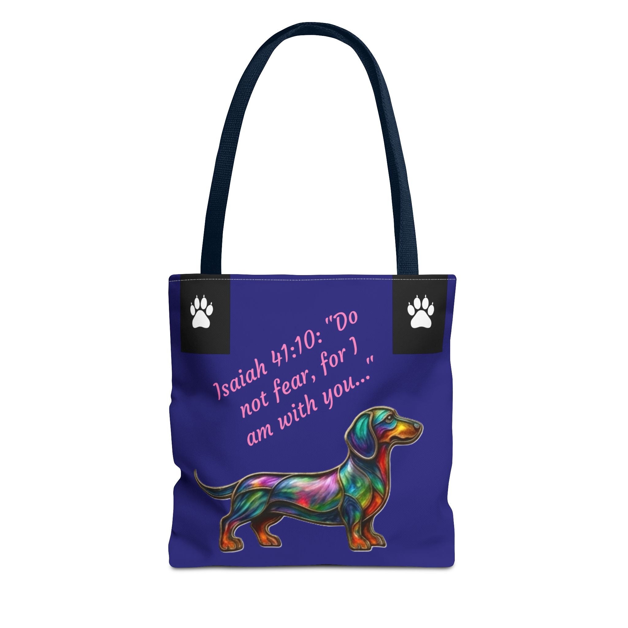 Copy of Faithful Paws City Dachshund Tote — Isaiah 41:10 Inspirational Dog Lover Bag