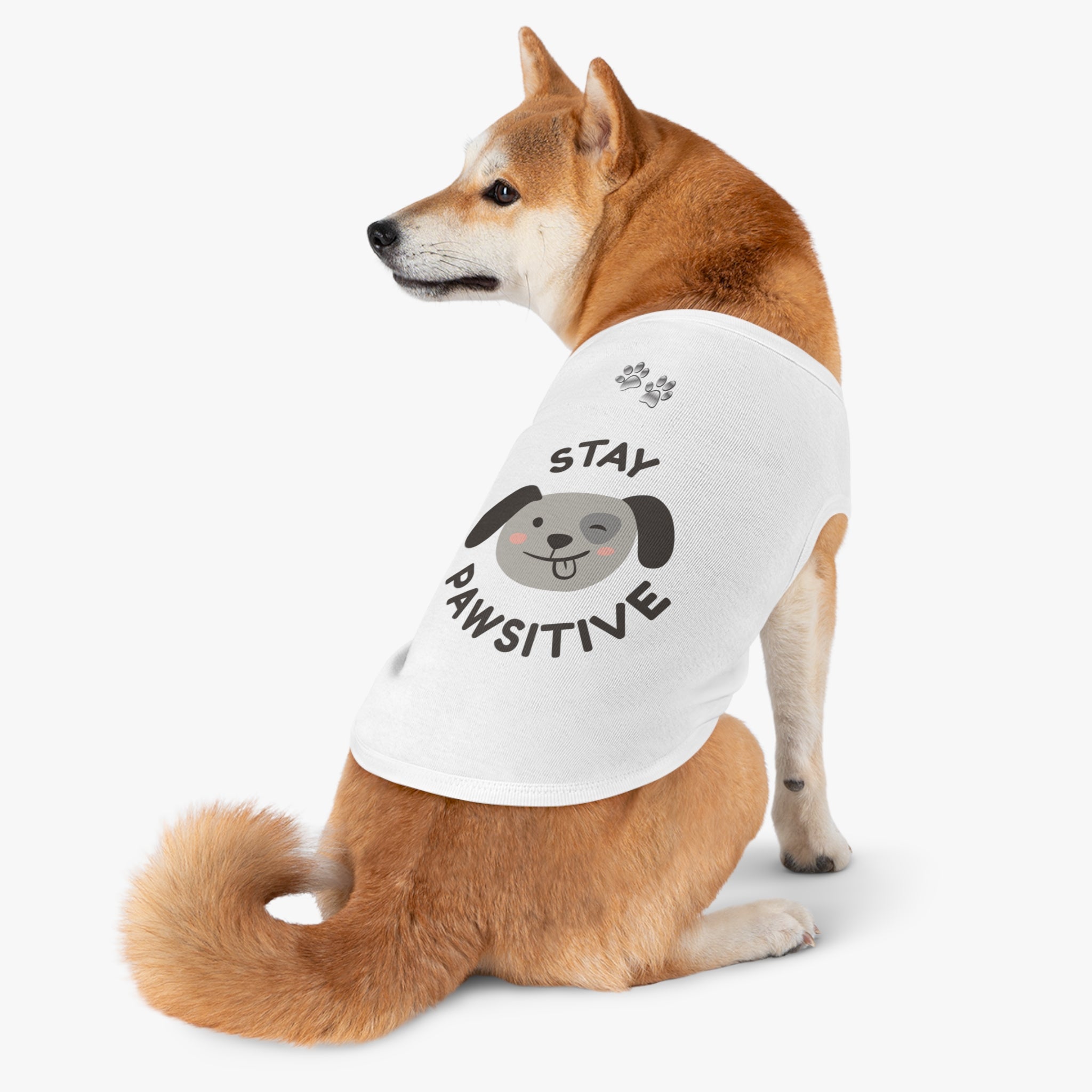 Stay Pawsitive Dog Tank Top — Cute Puppy Graphic Pet Shirt