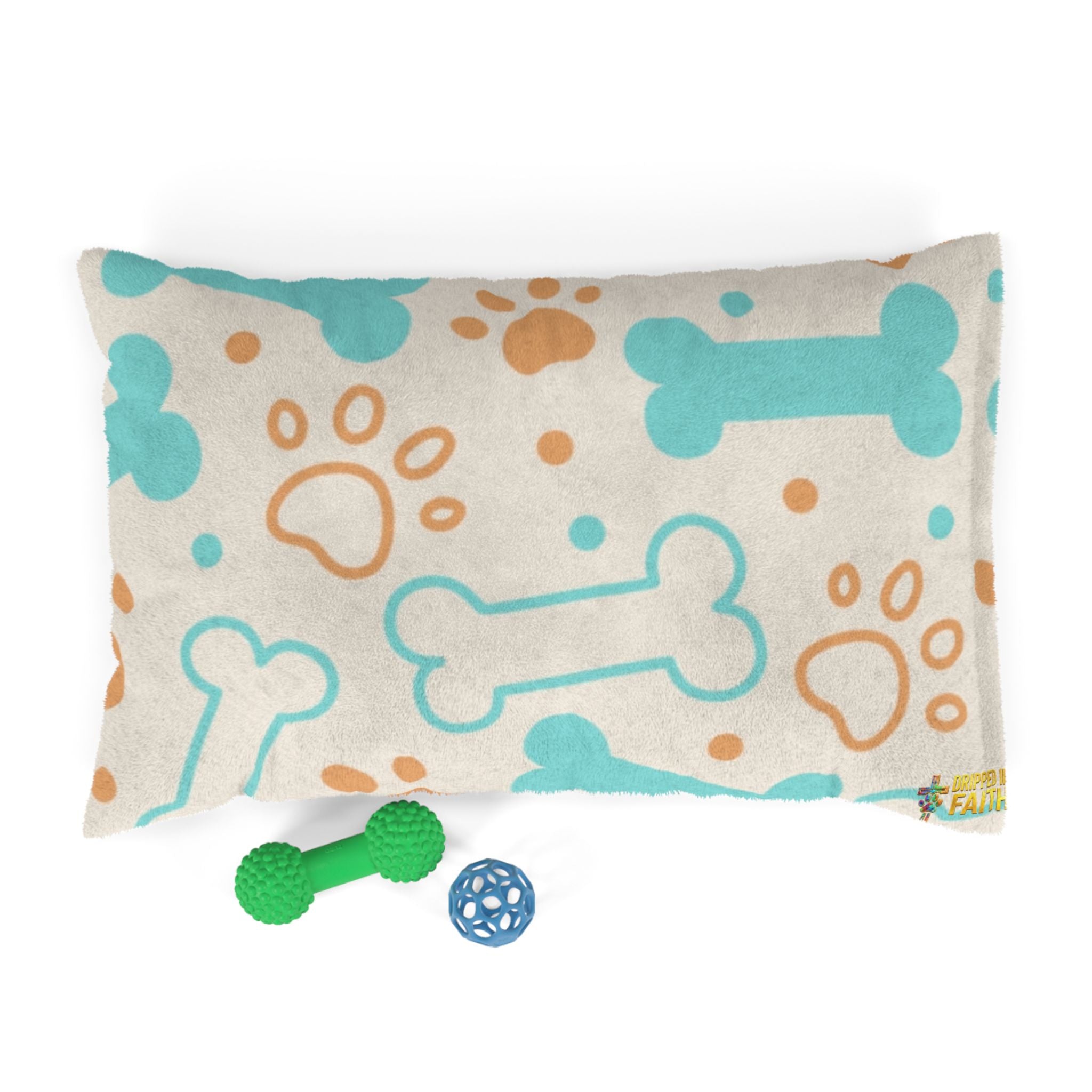 Plush Dog Bone & Paw Print Pet Bed — Cozy Orthopedic Cushion for Small & Medium Dogs