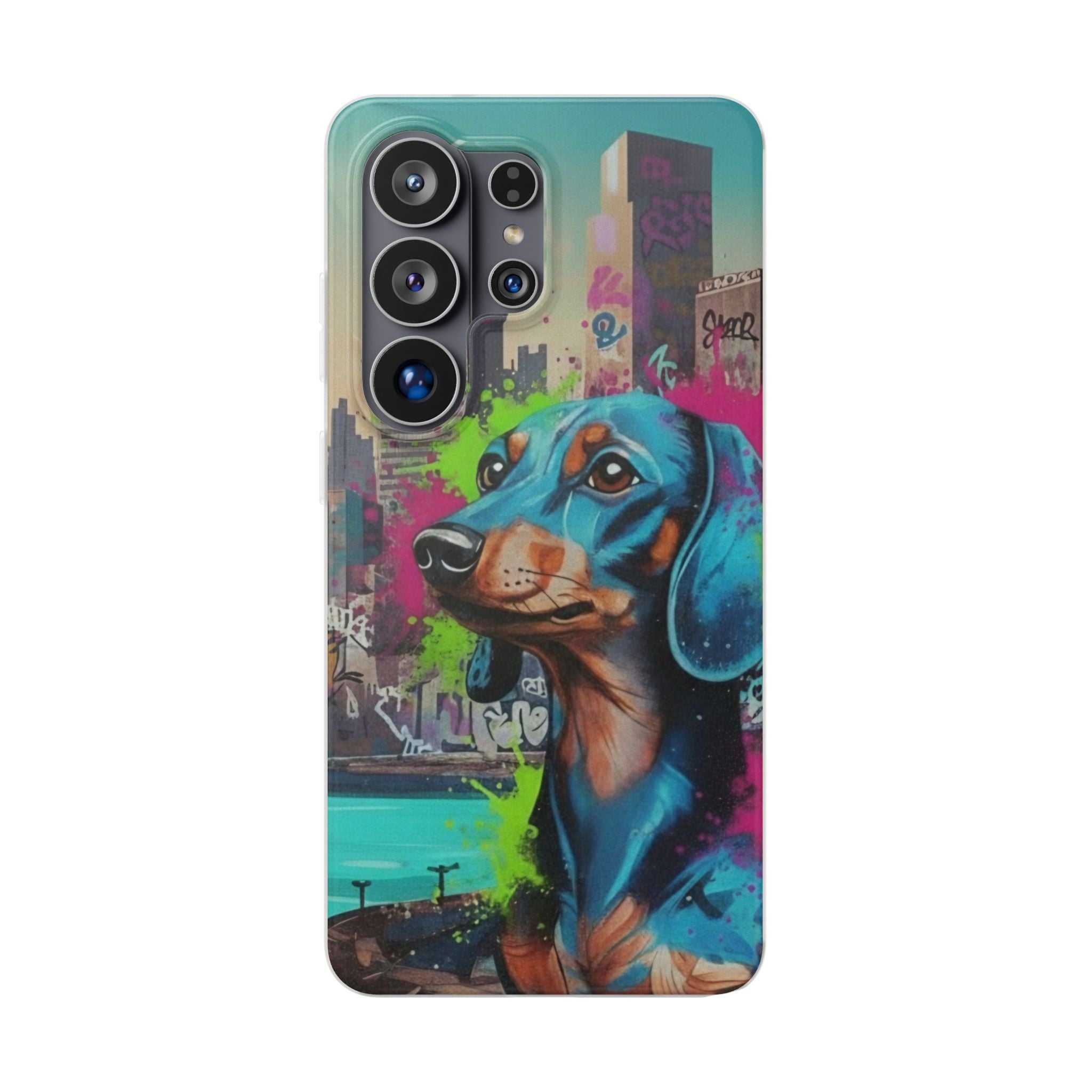 Dachshund Street Art Flexi Phone Case — Colorful Graffiti Dog iPhone Case