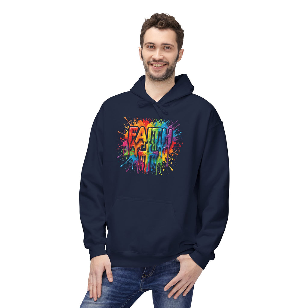 Faith Cross Rainbow Paint-Splash Hoodie