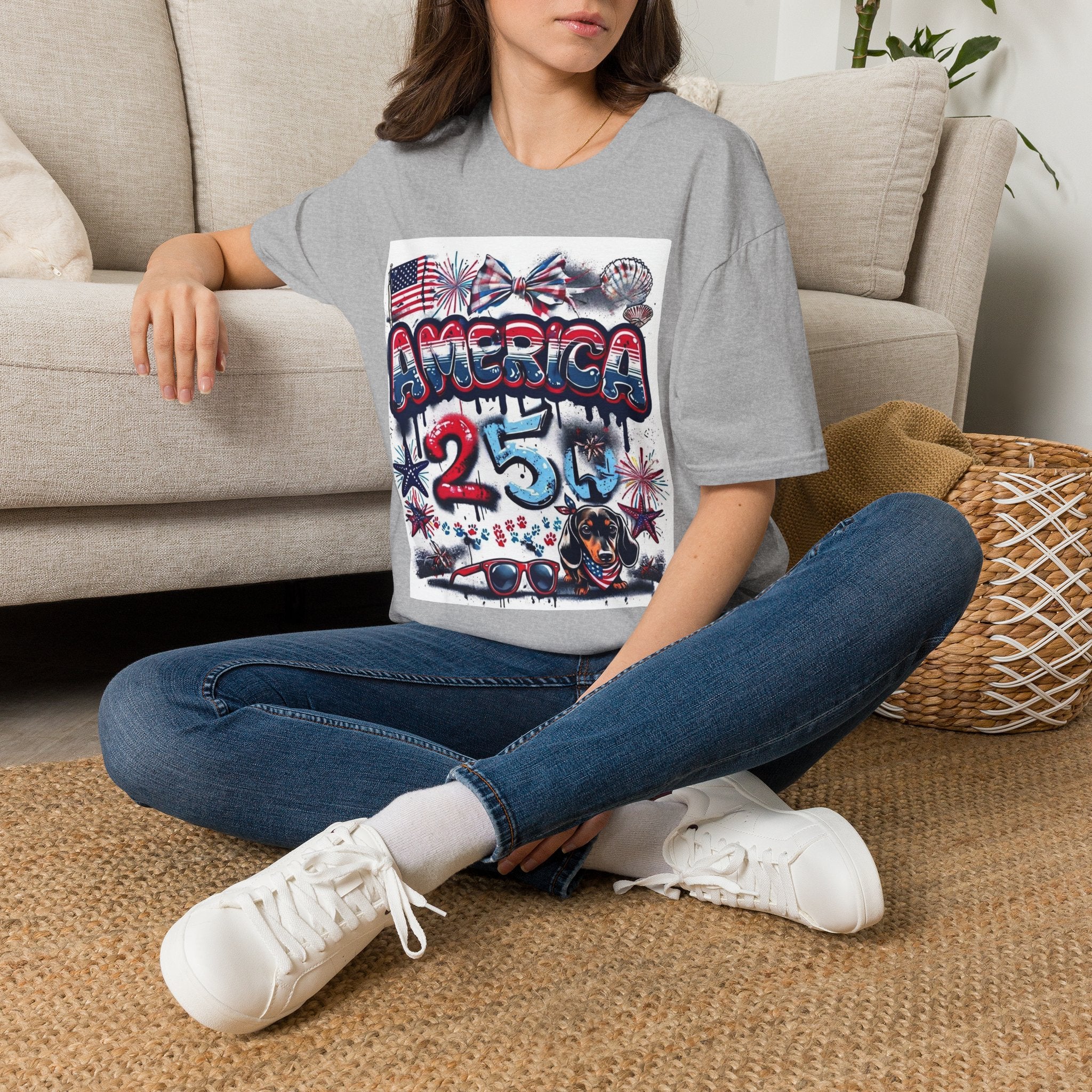 America 4th of July Graphic Tee — Patriotic USA Flag & Fireworks Design