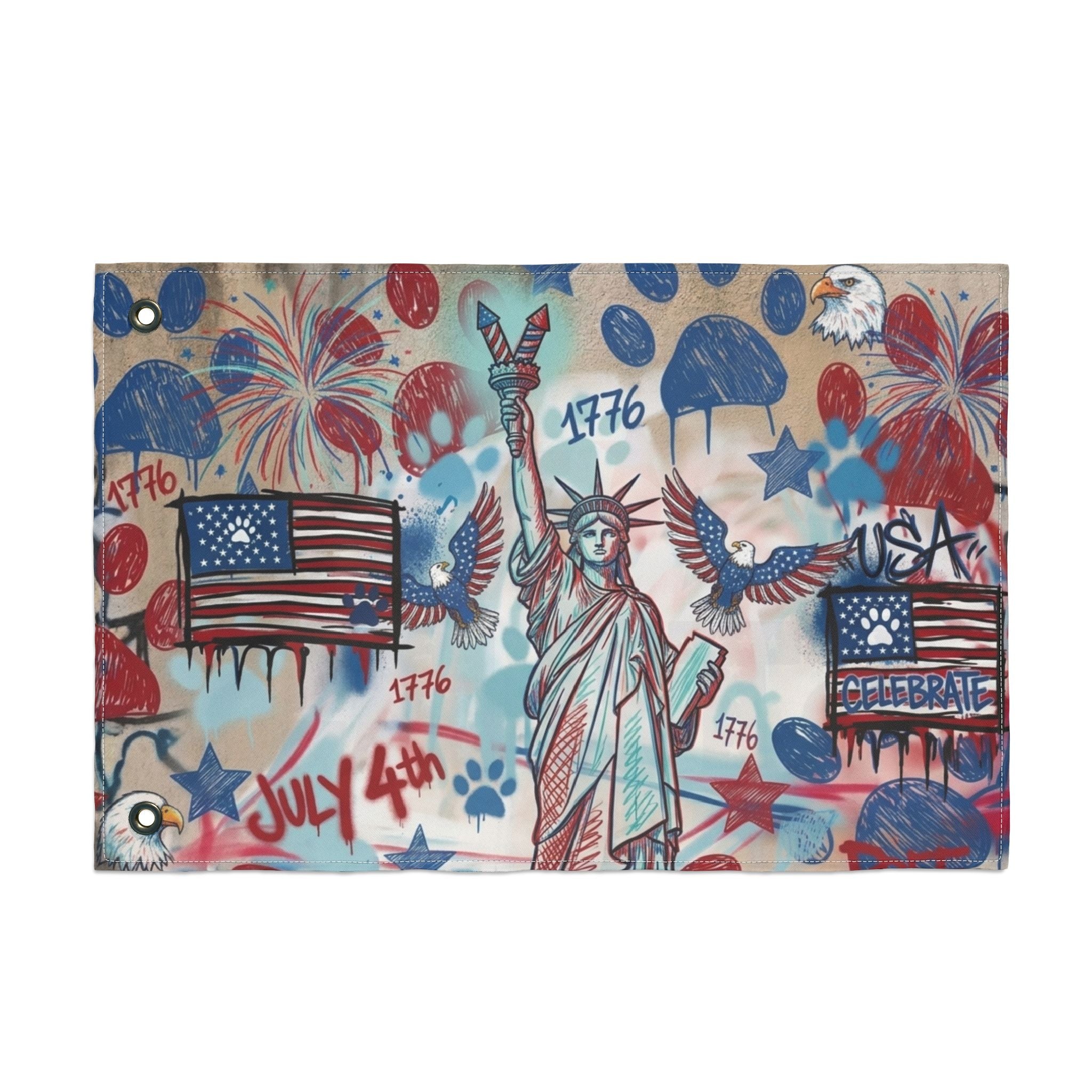 Patriotic Double-Sided Garden Flag — "Oh My Stars" & Statue of Liberty 4th of July Decor