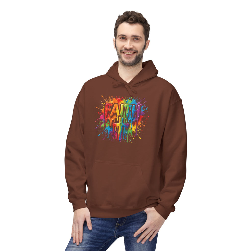 Faith Cross Rainbow Paint-Splash Hoodie