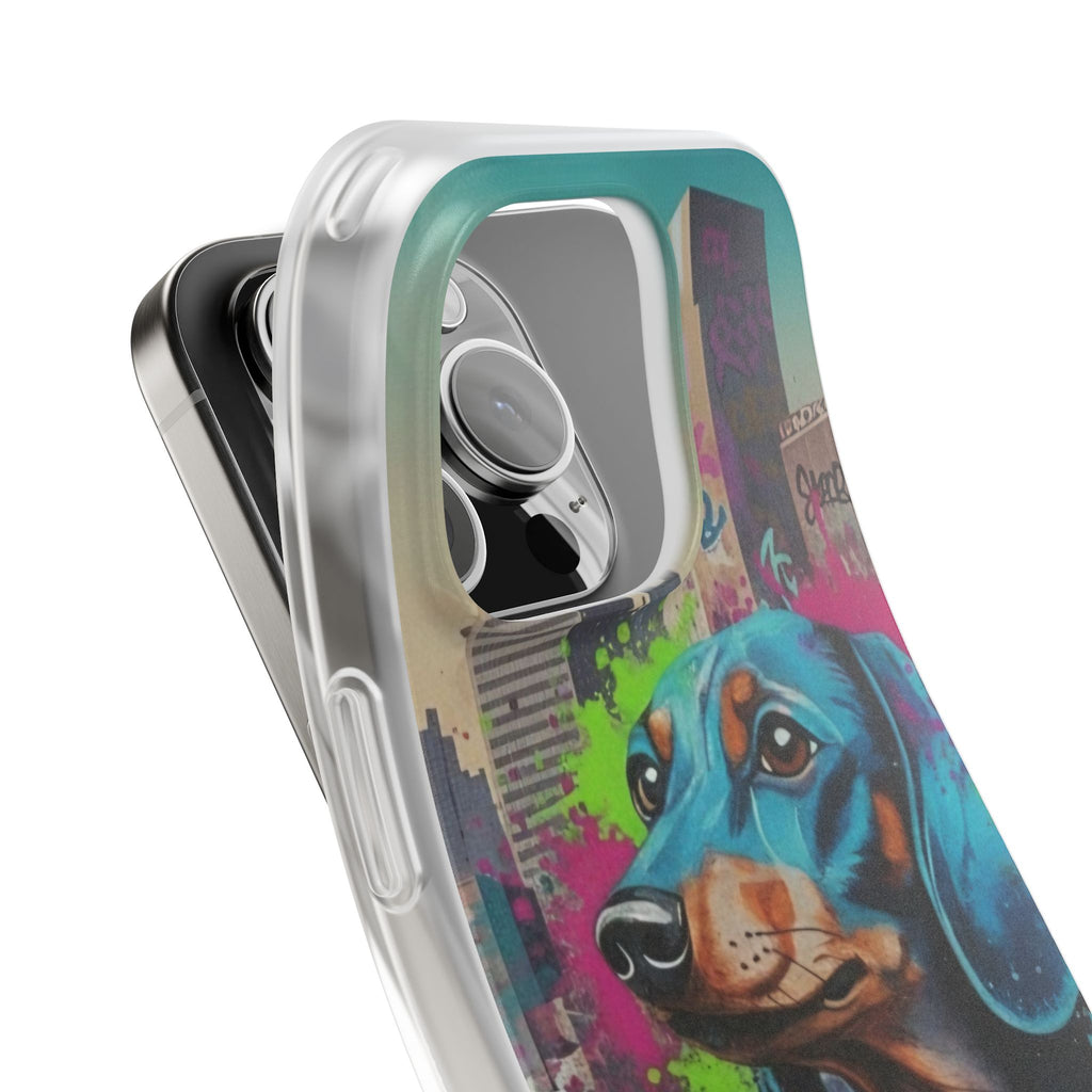 Dachshund Street Art Flexi Phone Case — Colorful Graffiti Dog iPhone Case