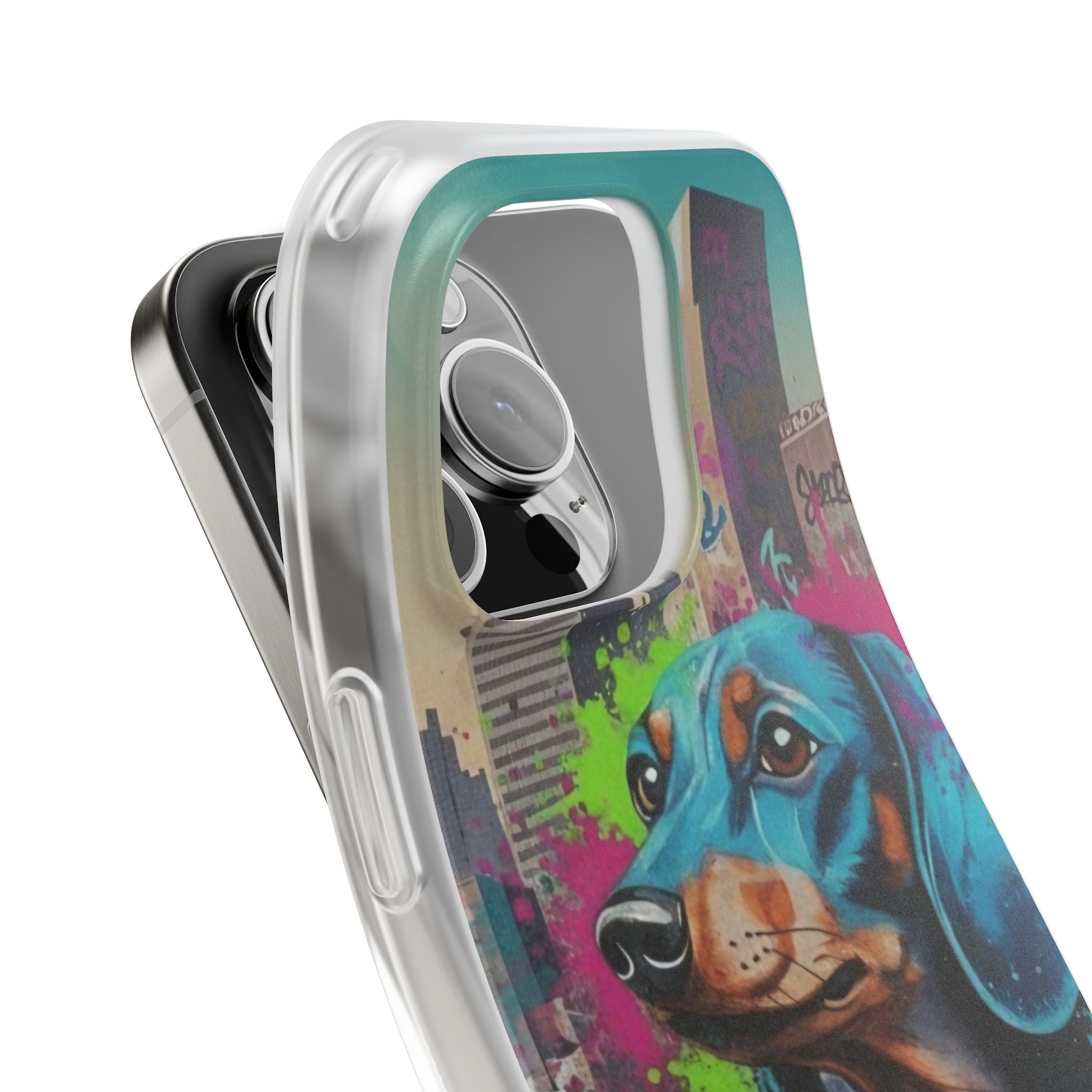 Dachshund Street Art Flexi Phone Case — Colorful Graffiti Dog iPhone Case