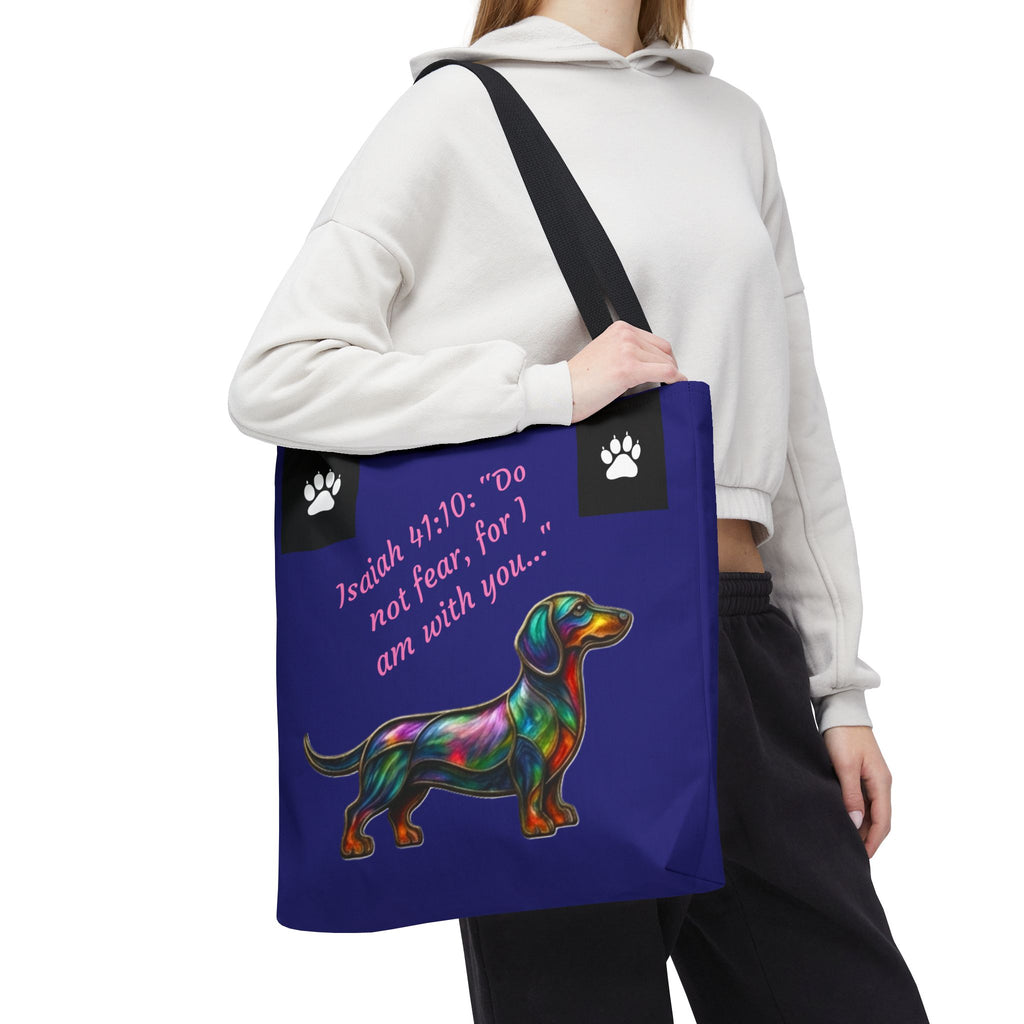 Copy of Faithful Paws City Dachshund Tote — Isaiah 41:10 Inspirational Dog Lover Bag
