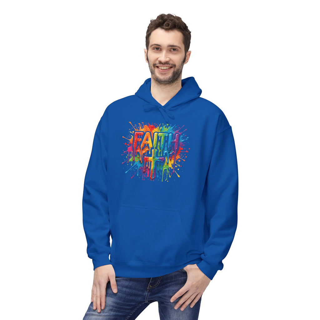 Faith Cross Rainbow Paint-Splash Hoodie